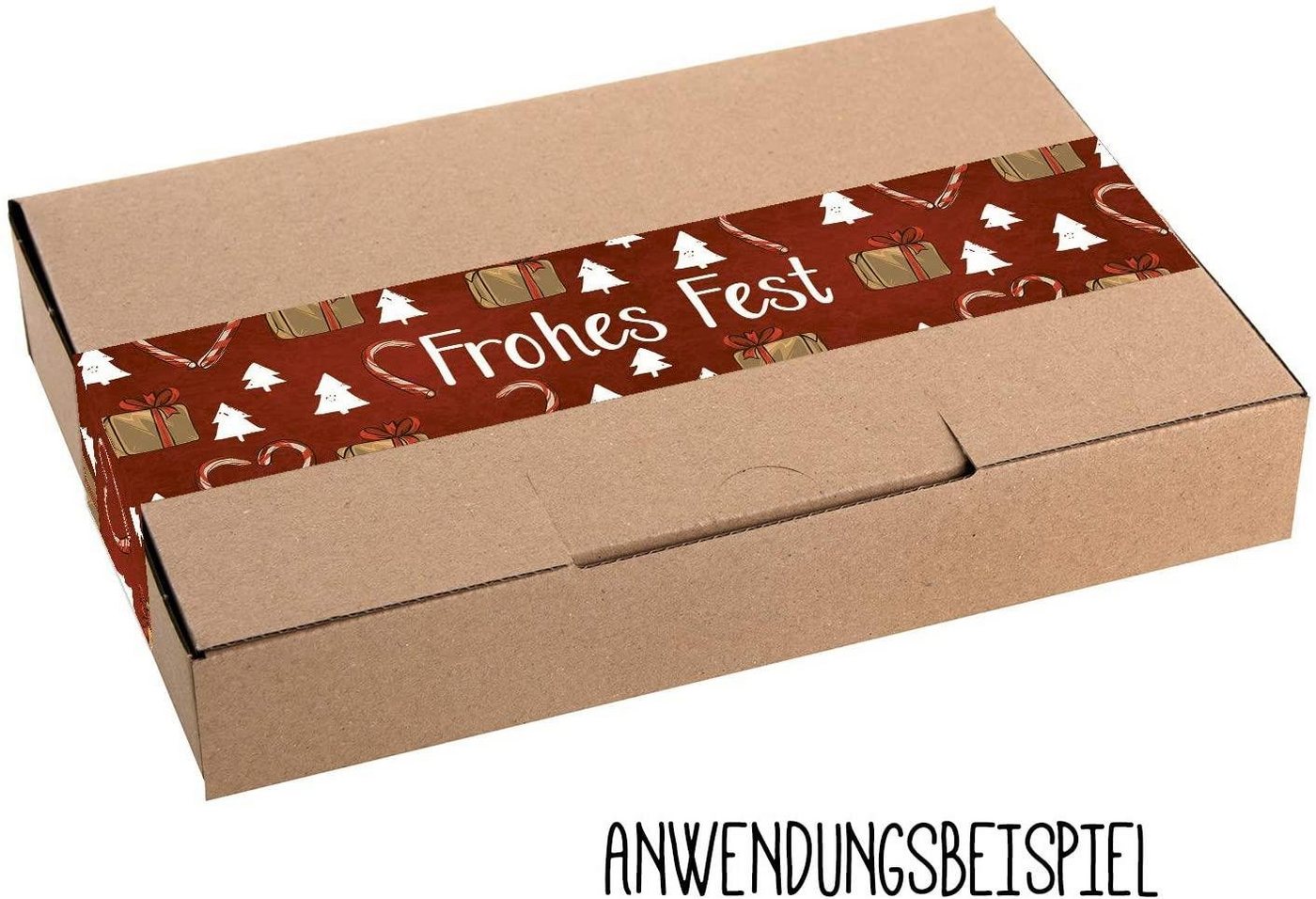 Thumbnail - Logbuch-Verlag Aufkleber XXL Weihnachtsaufkleber 5 x 42 cm 10 Stück, (10tlg), Paketaufkleber "Frohes Fest" rot weiß