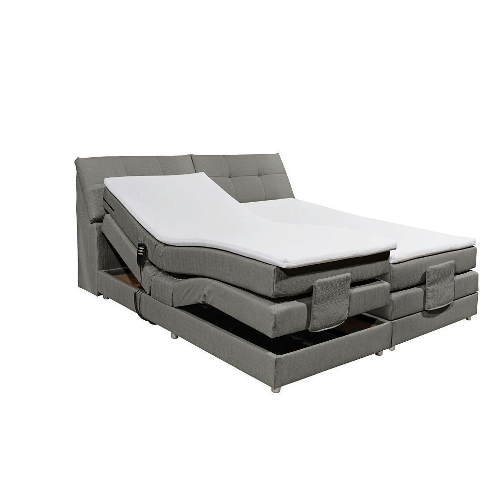 Lomadox Boxspringbett CONCORD3M-09, 180x200cm, H2, elektrisch verstellbar, in anthrazit, mit VISCO-Topper