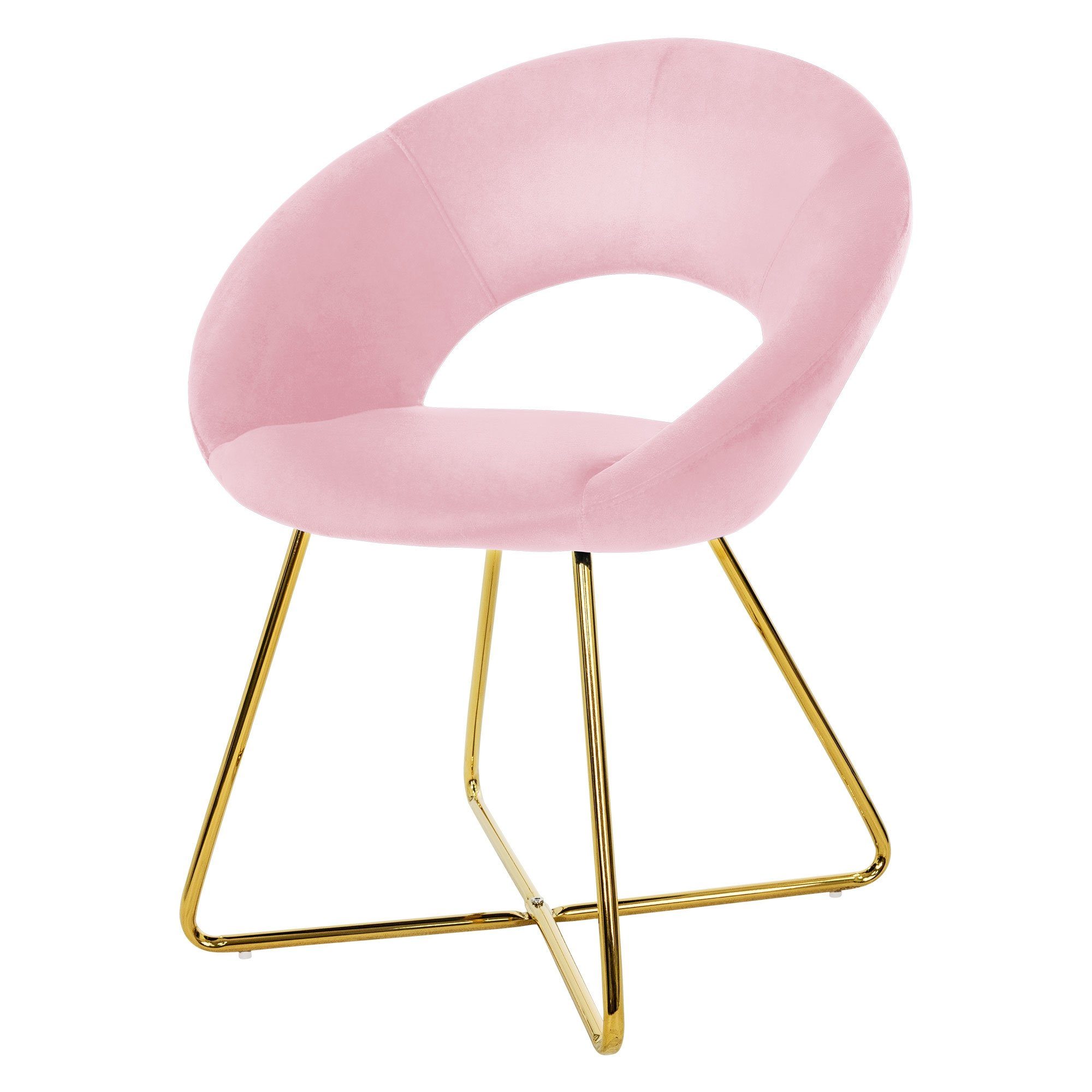 ML-DESIGN Stuhl Samtstuhl Esszimmerstuhl & Wohnzimmerstuhl mit goldenen Metallbeinen (1 St), Design Lounge Polsterstuhl 2er Set Clubsessel Esstisch Samt Rosa