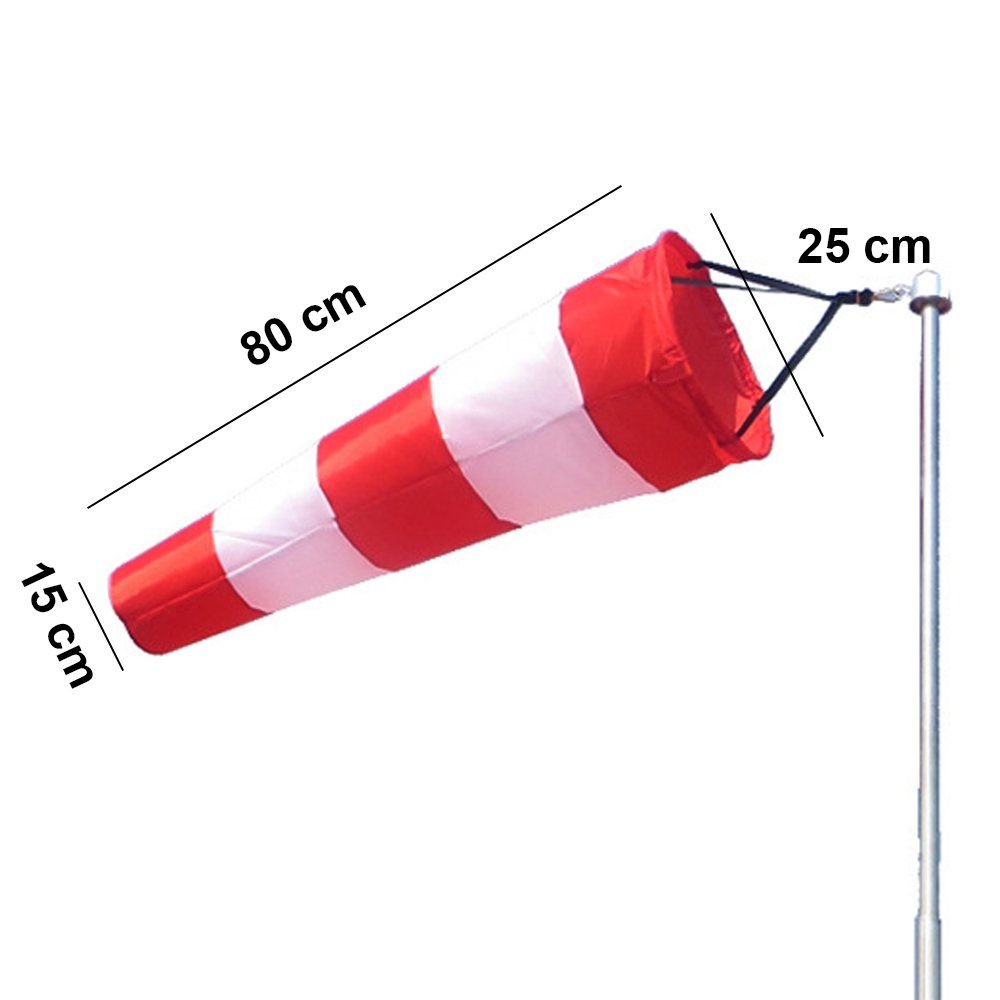 GelldG Dekoobjekt Windsack für Draußen, 80x25x15cm Rot-Weiß in Windrichtungsanzeiger