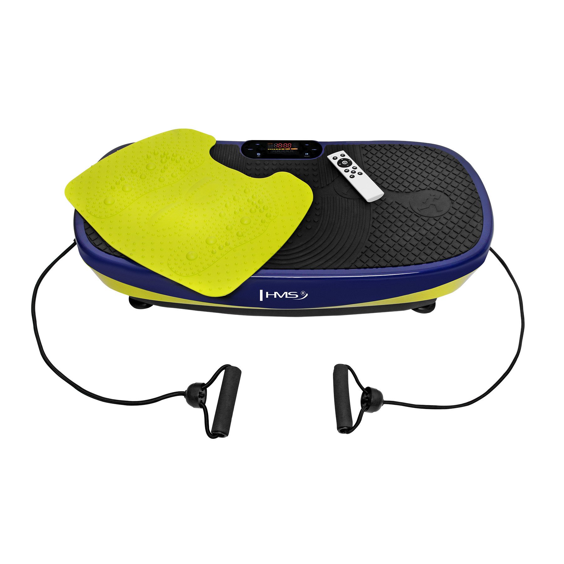 HMS Vibrationsplatte Vibrationstrainer Ganzkörpertrainer Fitnessgerät, 200.0 W, 99 Intensitätsstufen, (Spar-Set, 1 tlg., 78 x 40 x 14 cm stabil), 2 Motoren, Bluetooth, Massagematte, Fernbedienung