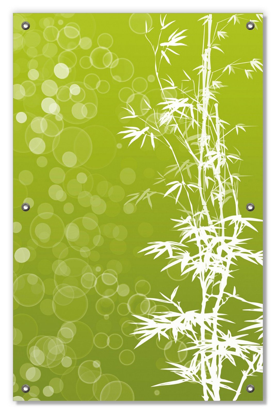 Sonnenschutz Bambusmuster grün-weiß, Wallario, blickdicht, mit Saugnäpfen, wiederablösbar und wiederverwendbar | Fensterfolien