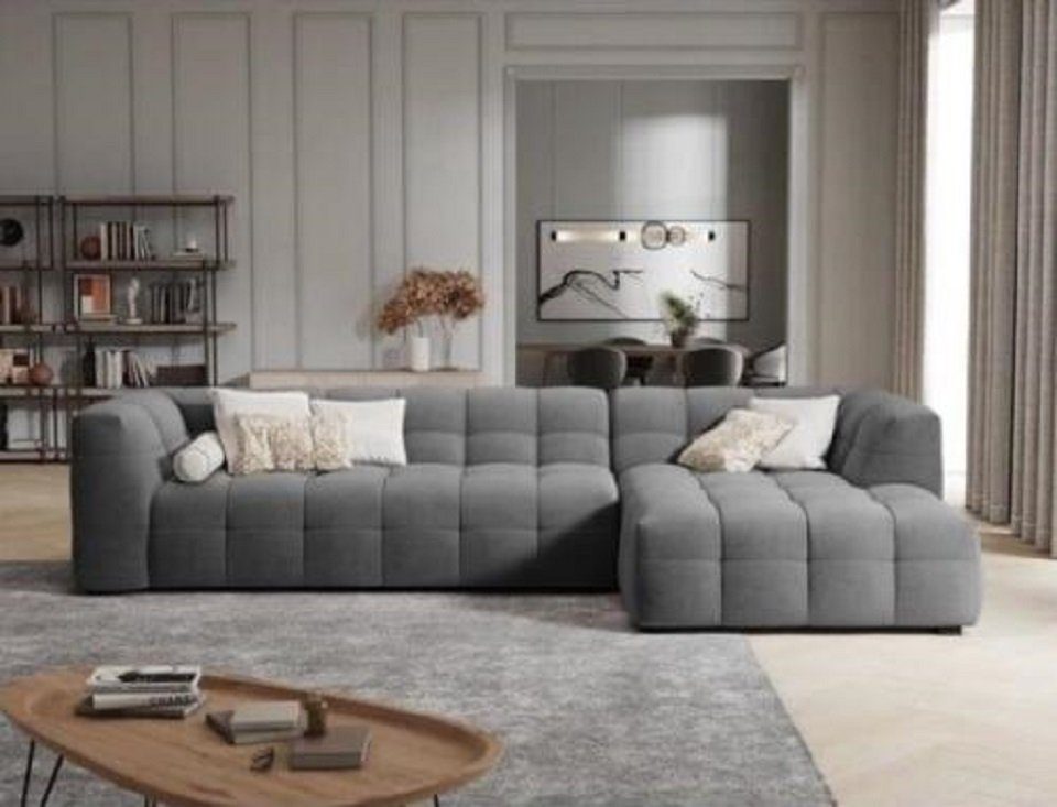 JVmoebel Ecksofa Ecksofa L-Form Couch Polster Grau Modern Sitzpolster Design Sofa Textil