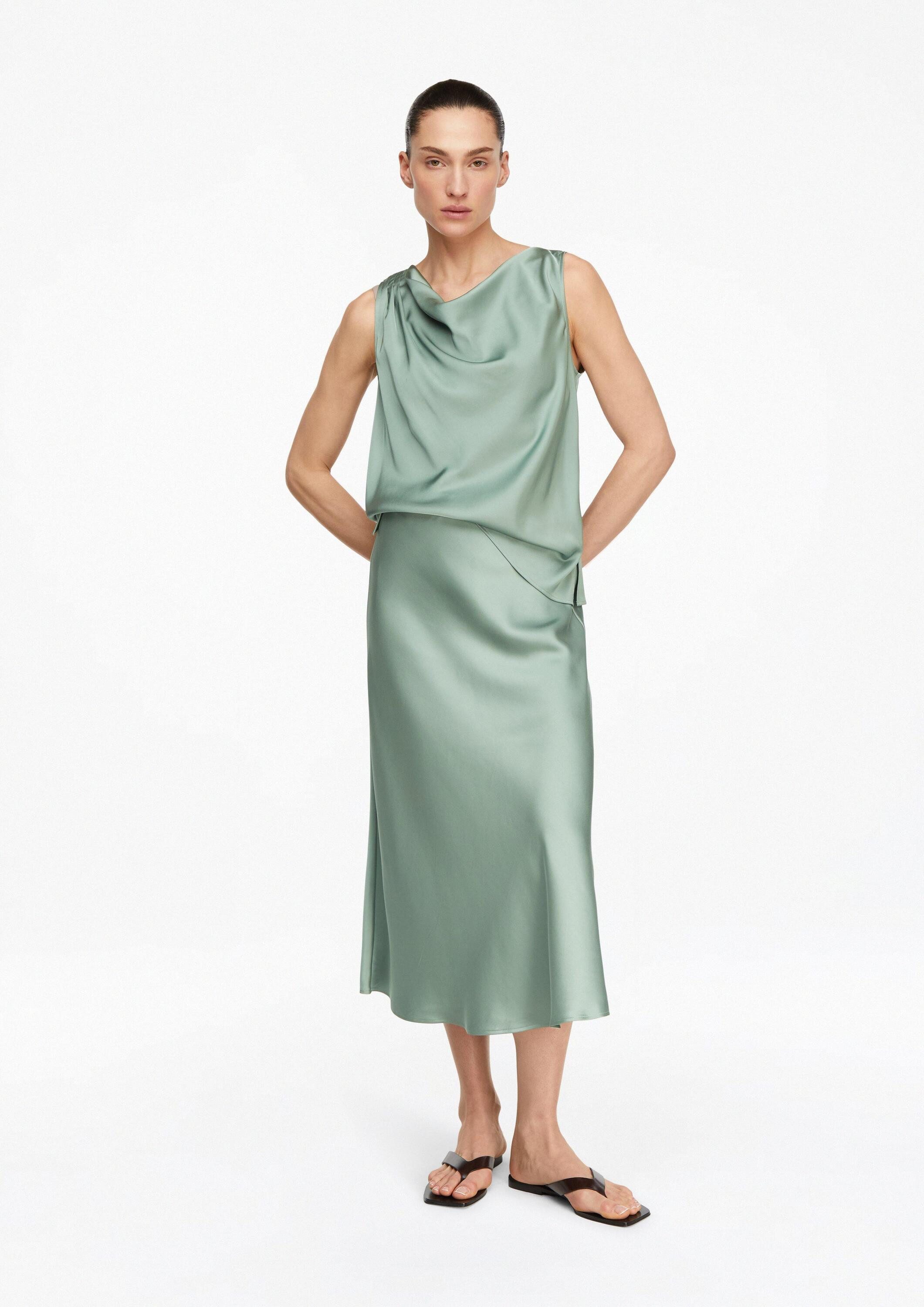 comma Blusentop Bluse Satin-Wasserfall-Top