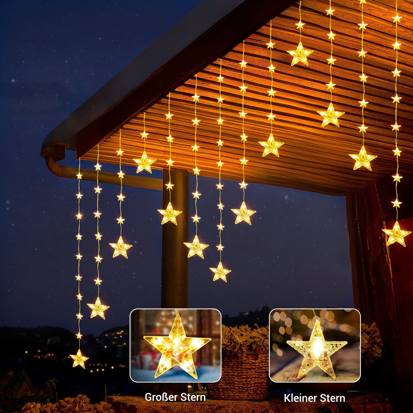 Quntis Lichtervorhang 88cm Bunt&Warmweiß weihnachtsstern fenster, weihnachtsdeko innen, 74-flammig, LED Fensterbilder für Innen/Außen/Fenster Ostern Mädchen Dek – Bild 3 von 5