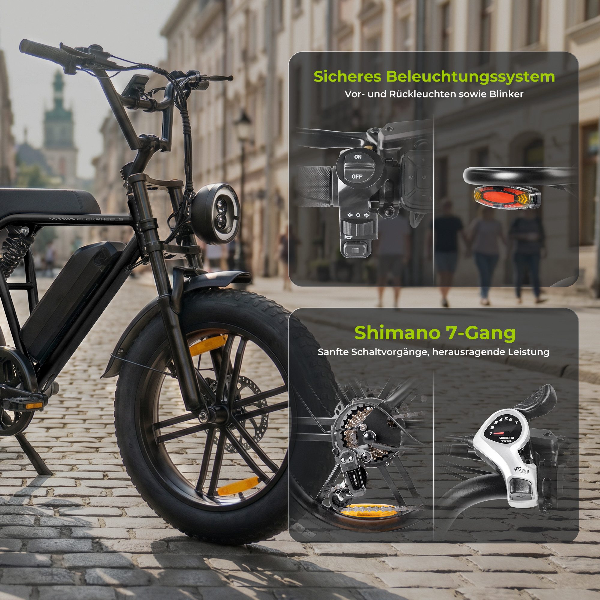 Vankel E-Bike Cityrad E-MTB E6-2.0 Damen u. Herren 48V 15Ah 720WH 250W 80Nm 108 km, 7 Gang Shimano, Kettenschaltung, Heckmotor, 720 Wh, (mit Akku-Schlüssel, Beleuchtungsset, mit Akku-Ladegerät, mit Werkzeug), bis 100km, 7 Gang Shimano, Kettenschaltung, E-bikes Pedelec