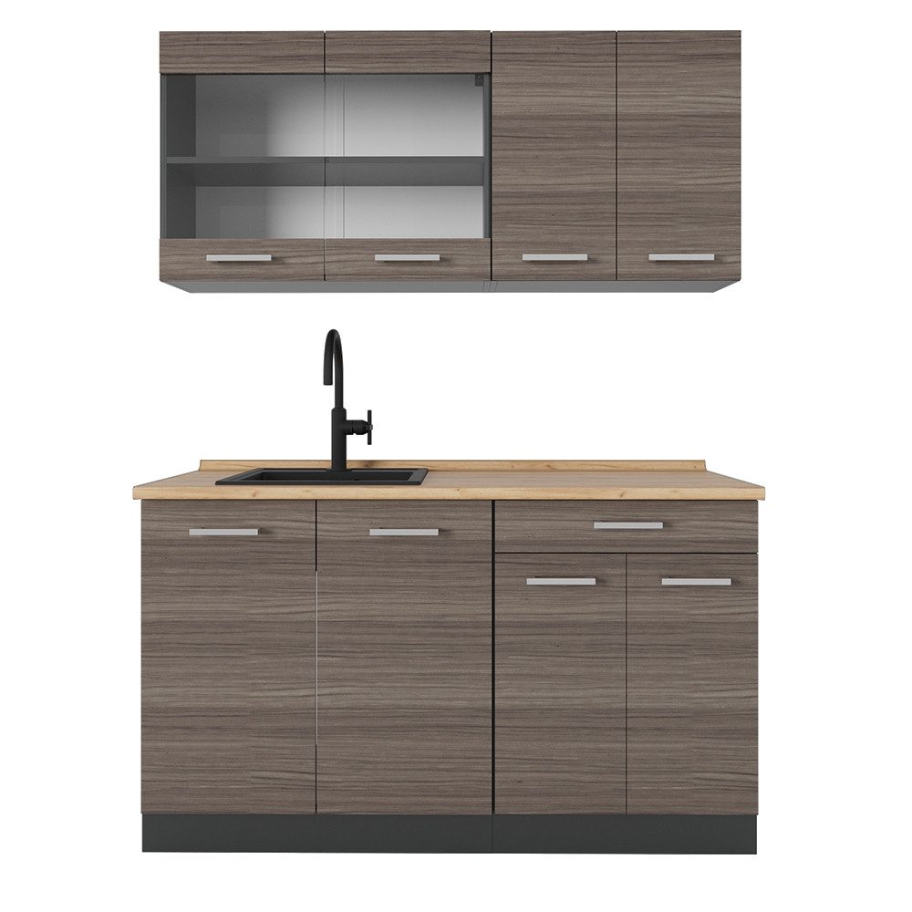 Vicco Küchenzeile R-Line, Edelgrau/Anthrazit, 140 cm günstig online kaufen