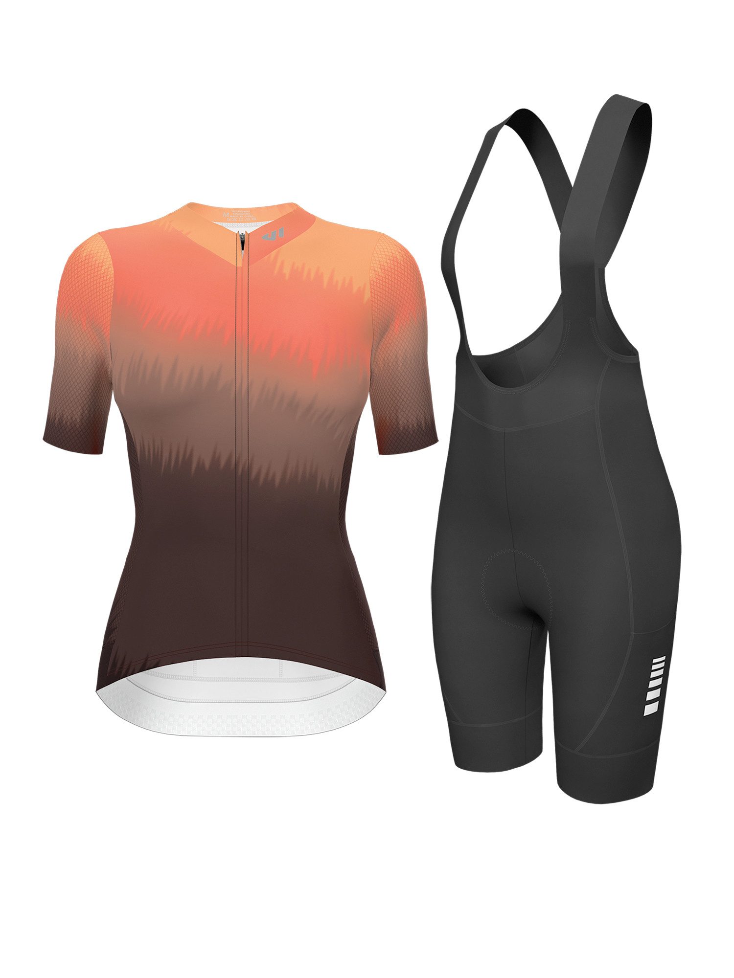 Wulibike Radtrikot Damen Radsport-Set, All-Road Race-Fit Aero Kurzarm (2-tlg) Fahrradbekleidungsset mit Trikot und stützenden High-Waist-Bib-Shorts