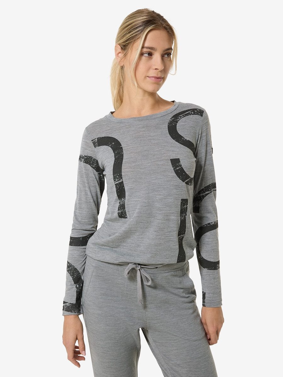 SUPER.NATURAL Langarmshirt für Damen, Merino W CAPITAL LOGO LS mit Logoaufdruck, atmungsaktiv