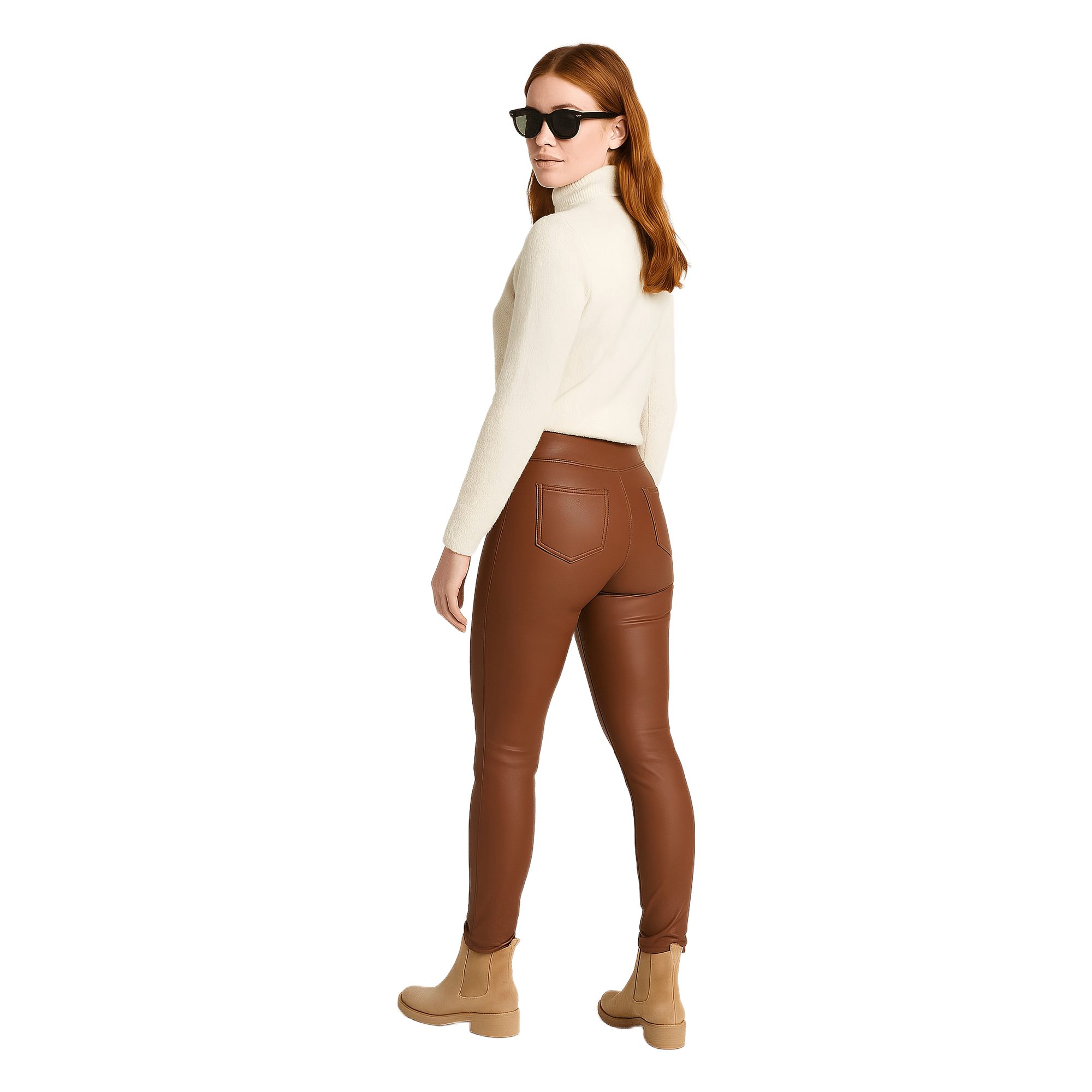 Aurela Damenmode Lederhose Damen Leder Leggings gefüttert mit elastischem B günstig online kaufen