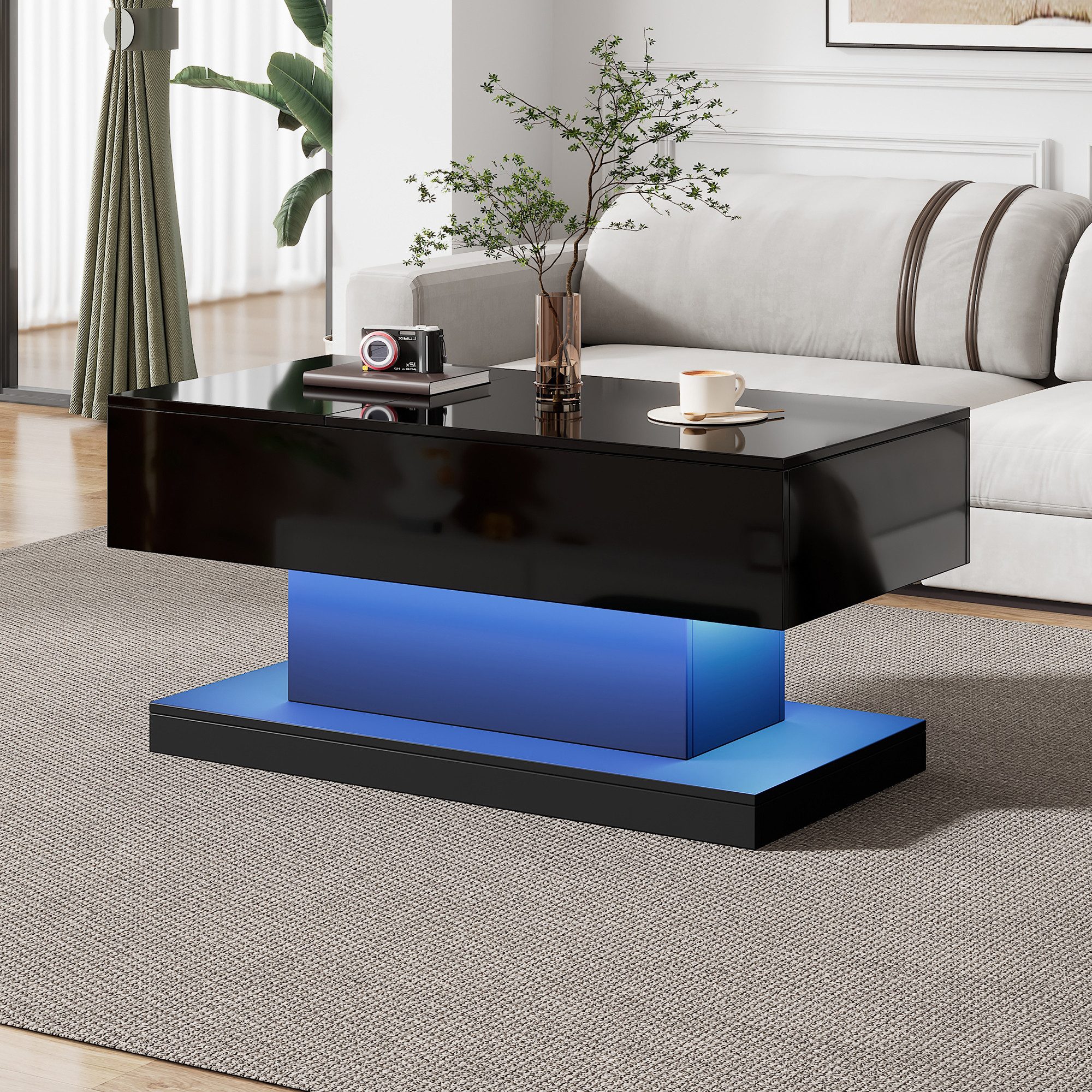 STILVORA Couchtisch Hebbarer Wohnezimmertisch mit LED,Beistelltisch günstig online kaufen