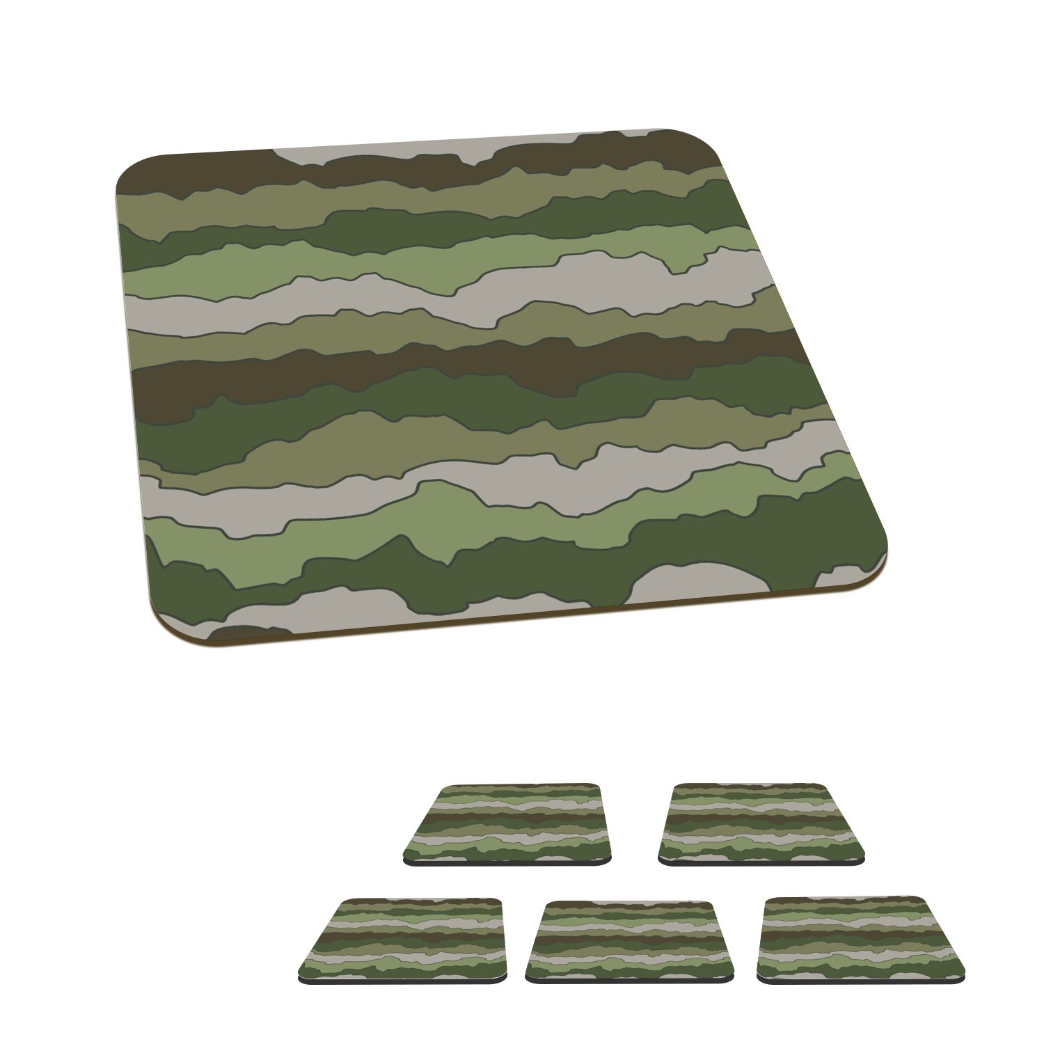 MuchoWow Glasuntersetzer Camouflage - Muster - Armee, Zubehör für Gläser, 6-tlg., Glasuntersetzer, Tischuntersetzer, Korkuntersetzer, Untersetzer, Tasse