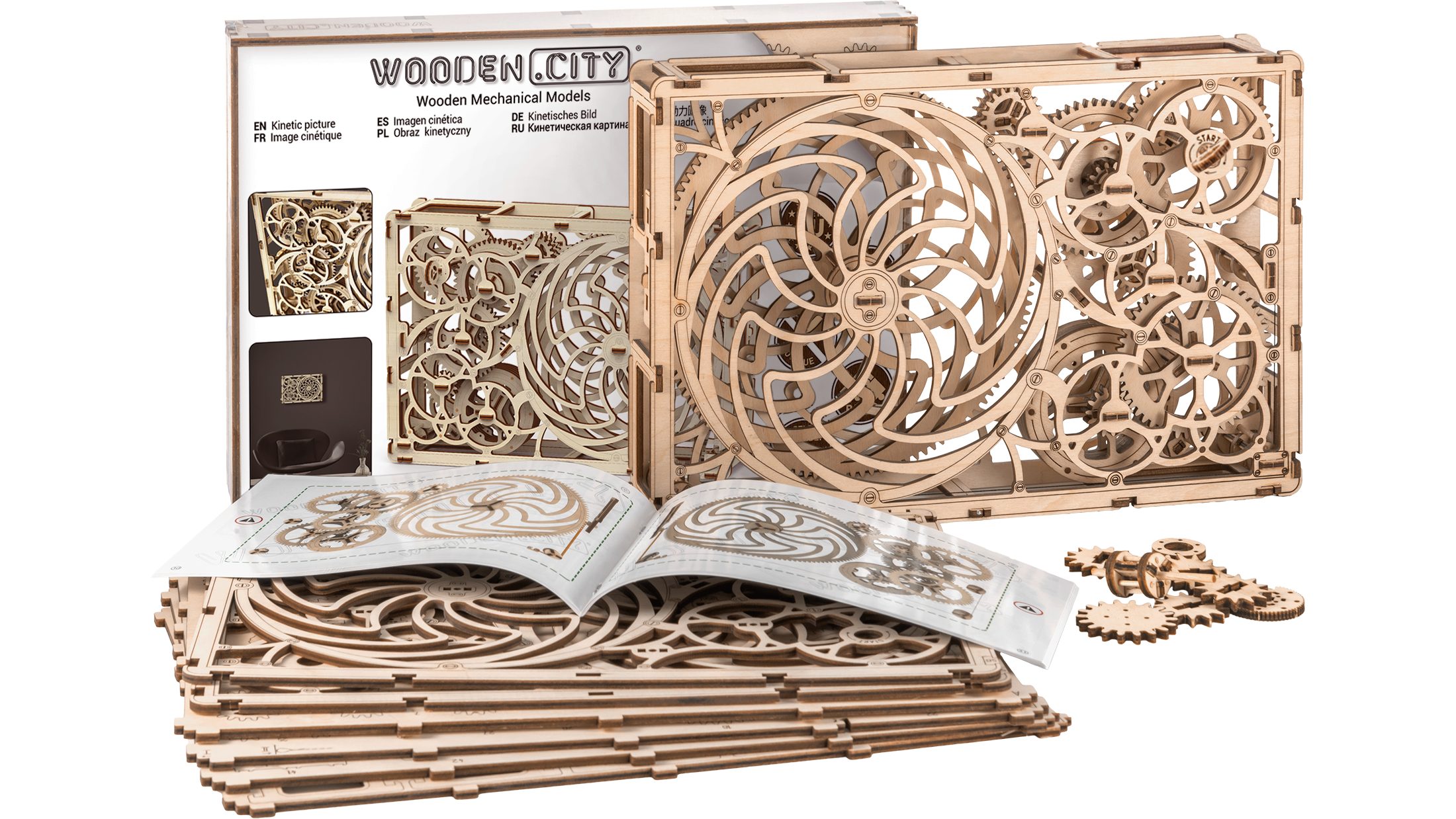 Wooden City 3D-Puzzle Mechanisches Bild Funktionsbausatz 3D Puzzle Holzmodell Geschenkidee, 265 Puzzleteile, Aus Naturholz gefertigt.