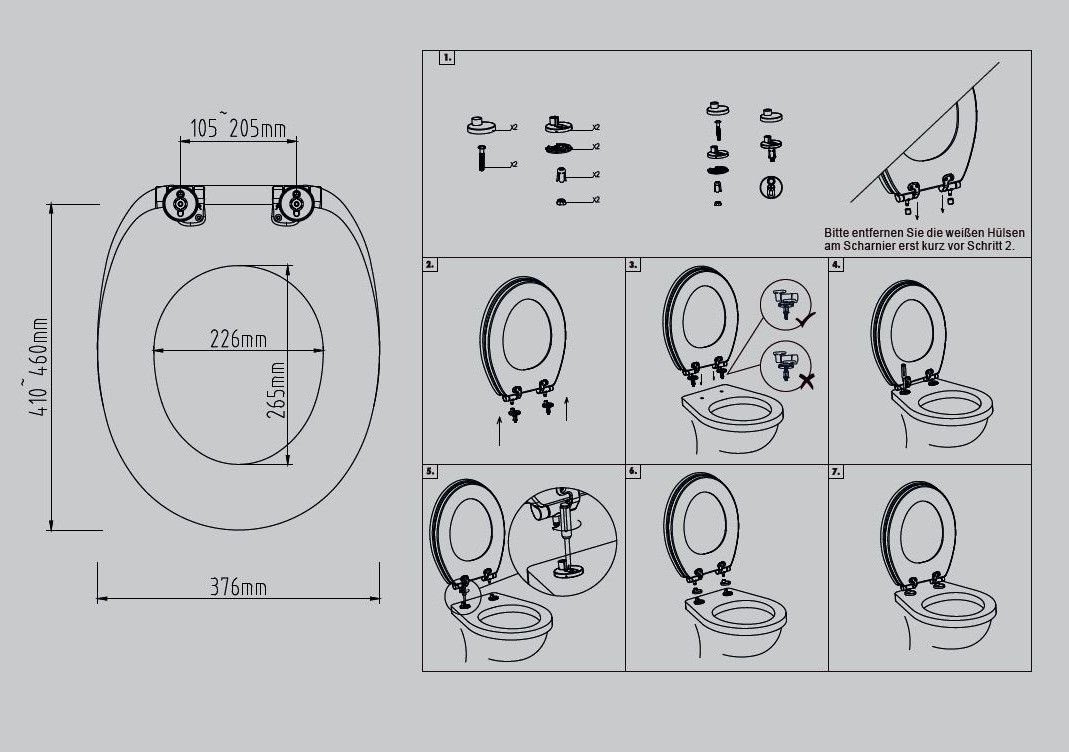 Primaster WC-Sitz Primaster WC-Sitz mit Absenkautomatik Bambus, Abnehmbar Absenkautomatik Metallscharniere
