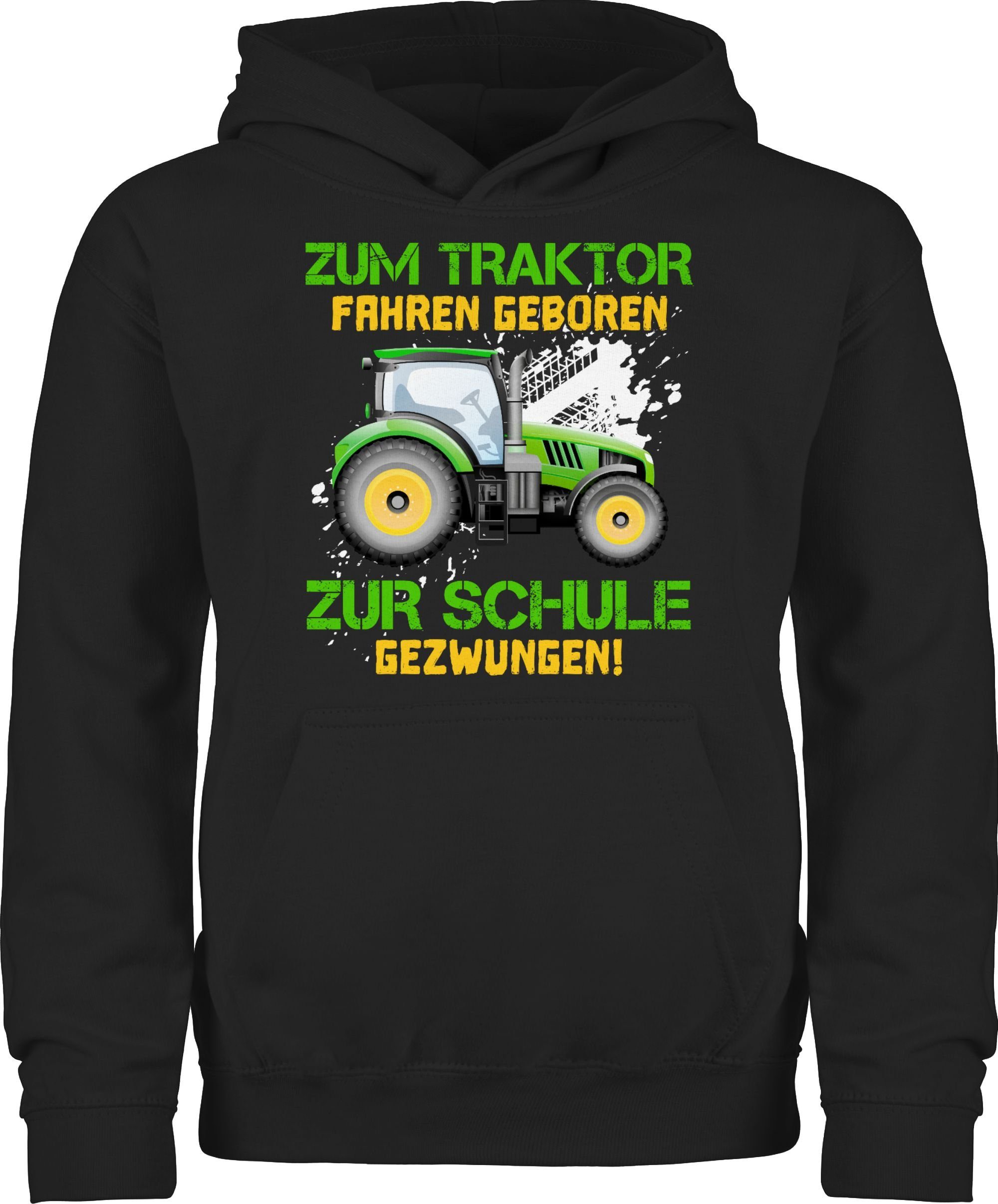 Traktor Schule Einschulung Shirtracer Landwirt Schwarz Zum gezwungen Mädchen Kinder fahren zur geboren - Baue 1 Hoodie