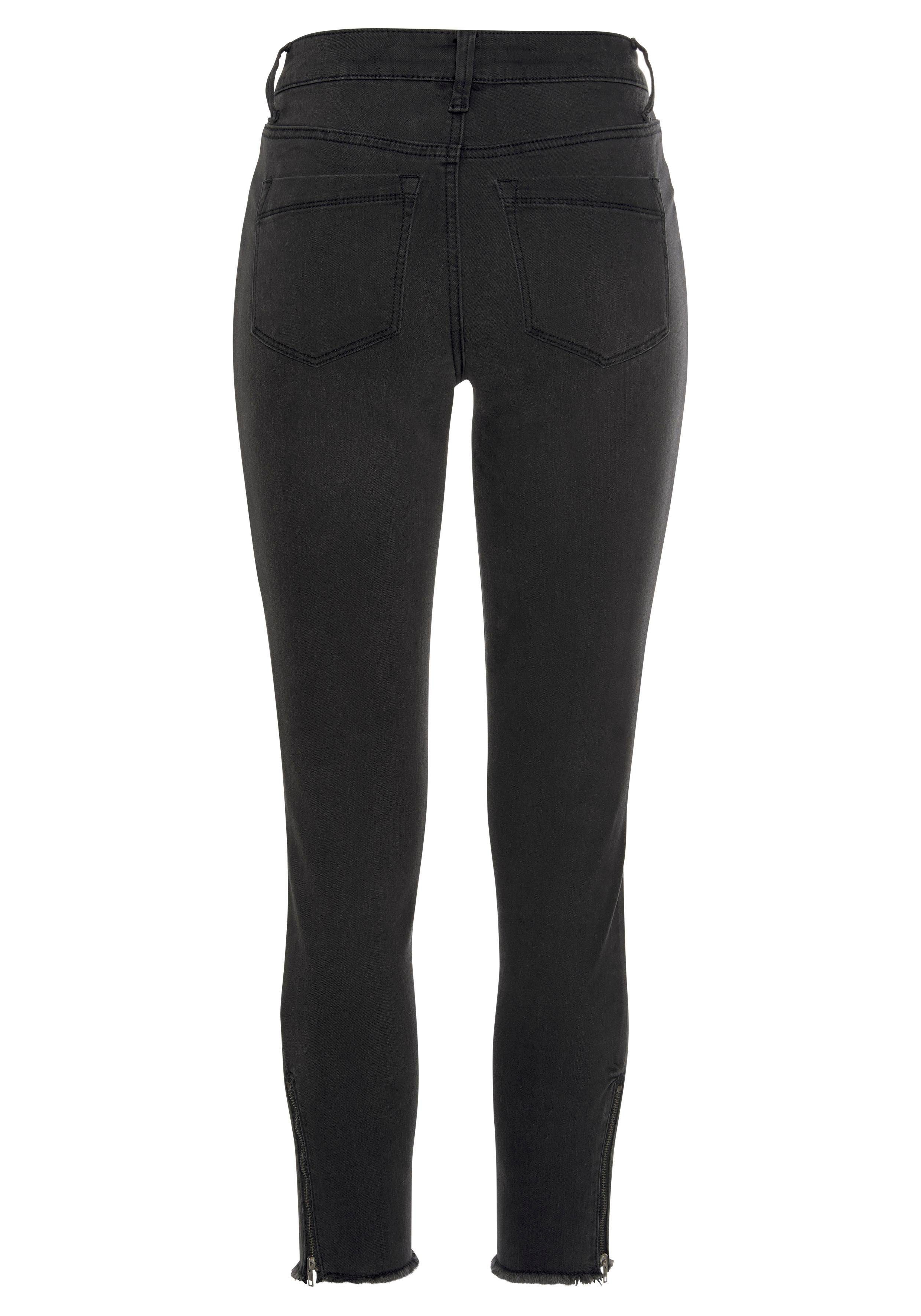 LASCANA Jeggings schmal geschnitten mit niedrigem Bund mit Reißverschlüssen am Saum, Skinny, bequeme Qualität, modisch – Bild 3 von 5