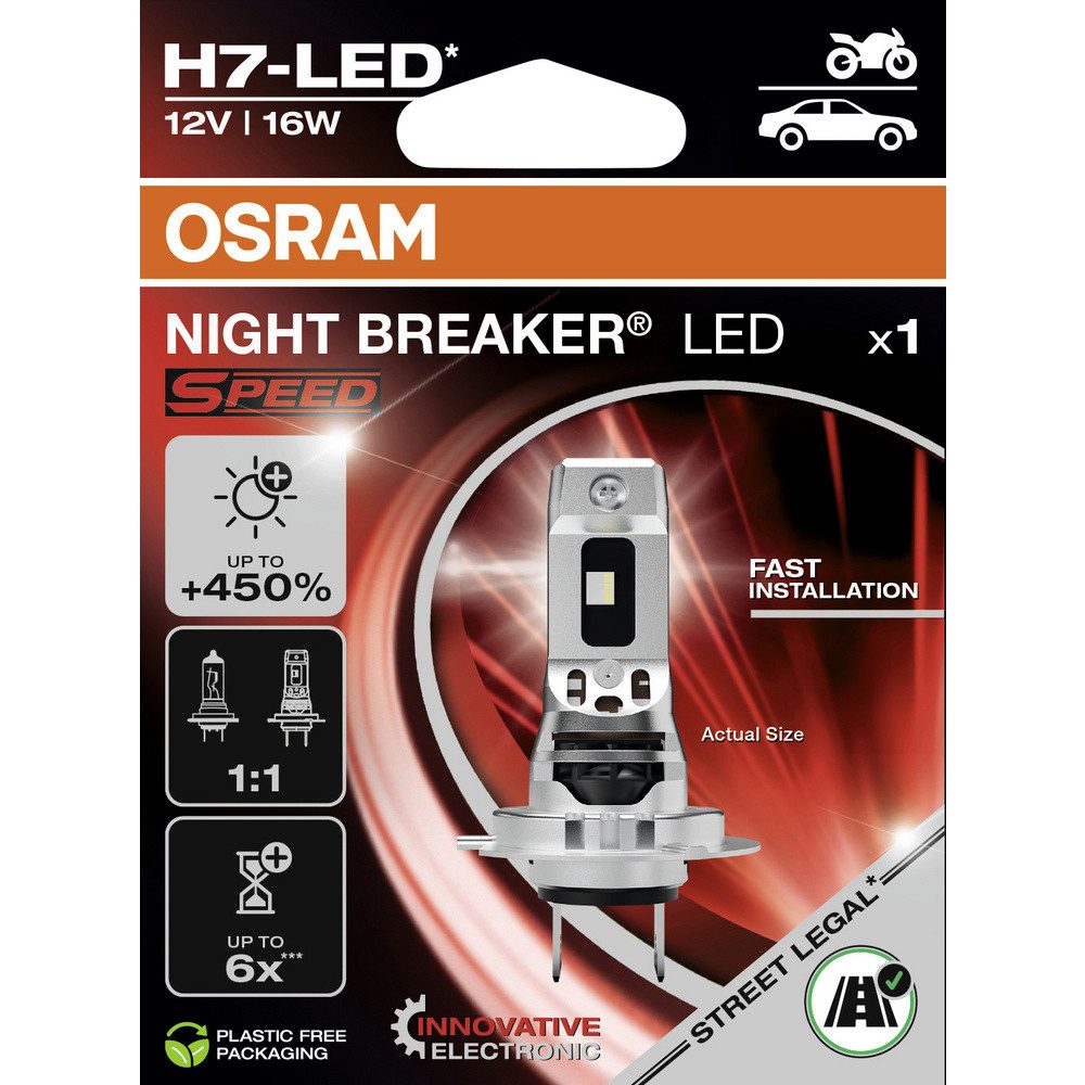 KFZ-Ersatzleuchte OSRAM 64210DWNBSP-1HB LED Leuchtmittel NIGHT BREAKER® LED SPEED H7 16