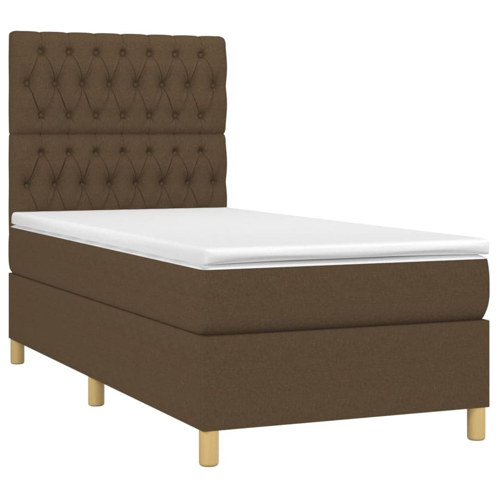 Bett Boxspringbett mit Matratze Dunkelbraun 100x200 cm Stoff