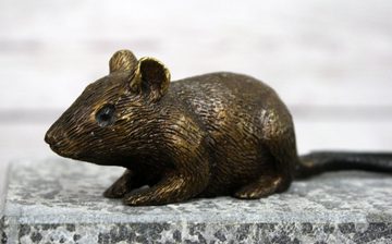 Bronzeskulpturen Skulptur Bronzefigur kleine liegende Maus