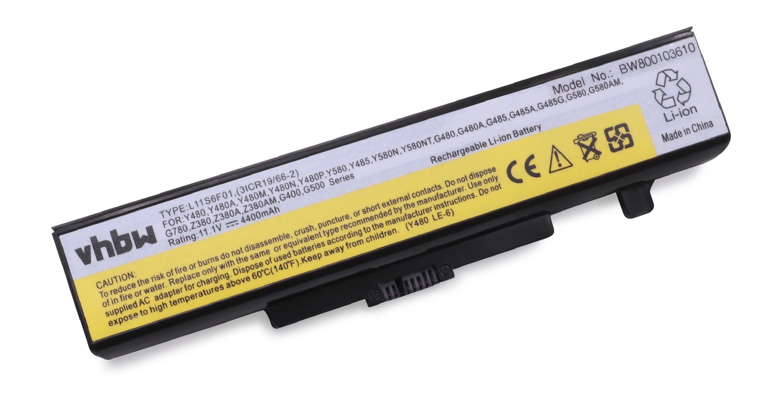 vhbw passend für Lenovo G500 20236, G510AT-IFI, M490-IFI, K49A, G580, G585, Laptop-Akku 4400 mAh