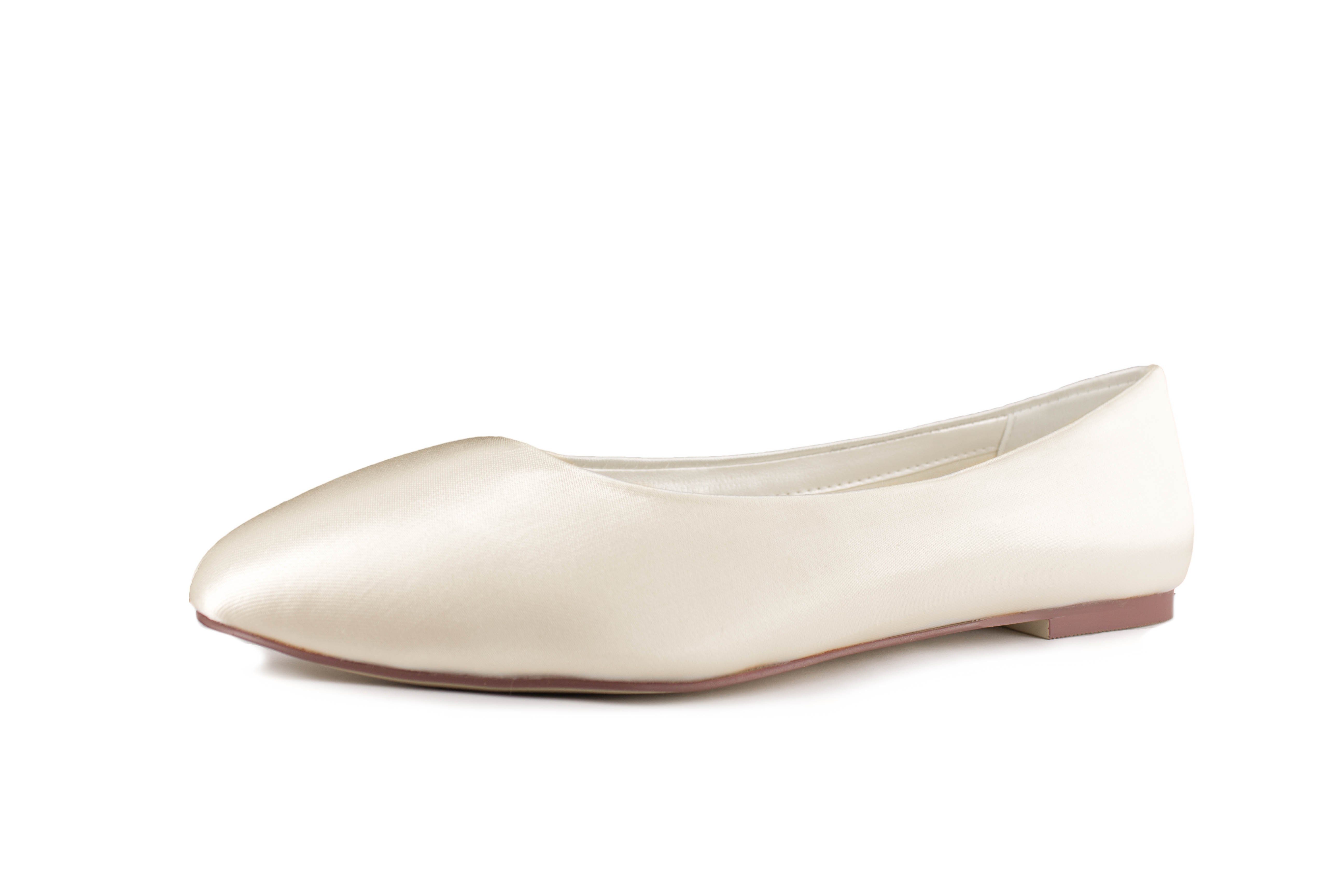 White Lady 870 ivory Satin - flache Brautschuhe Ballerina