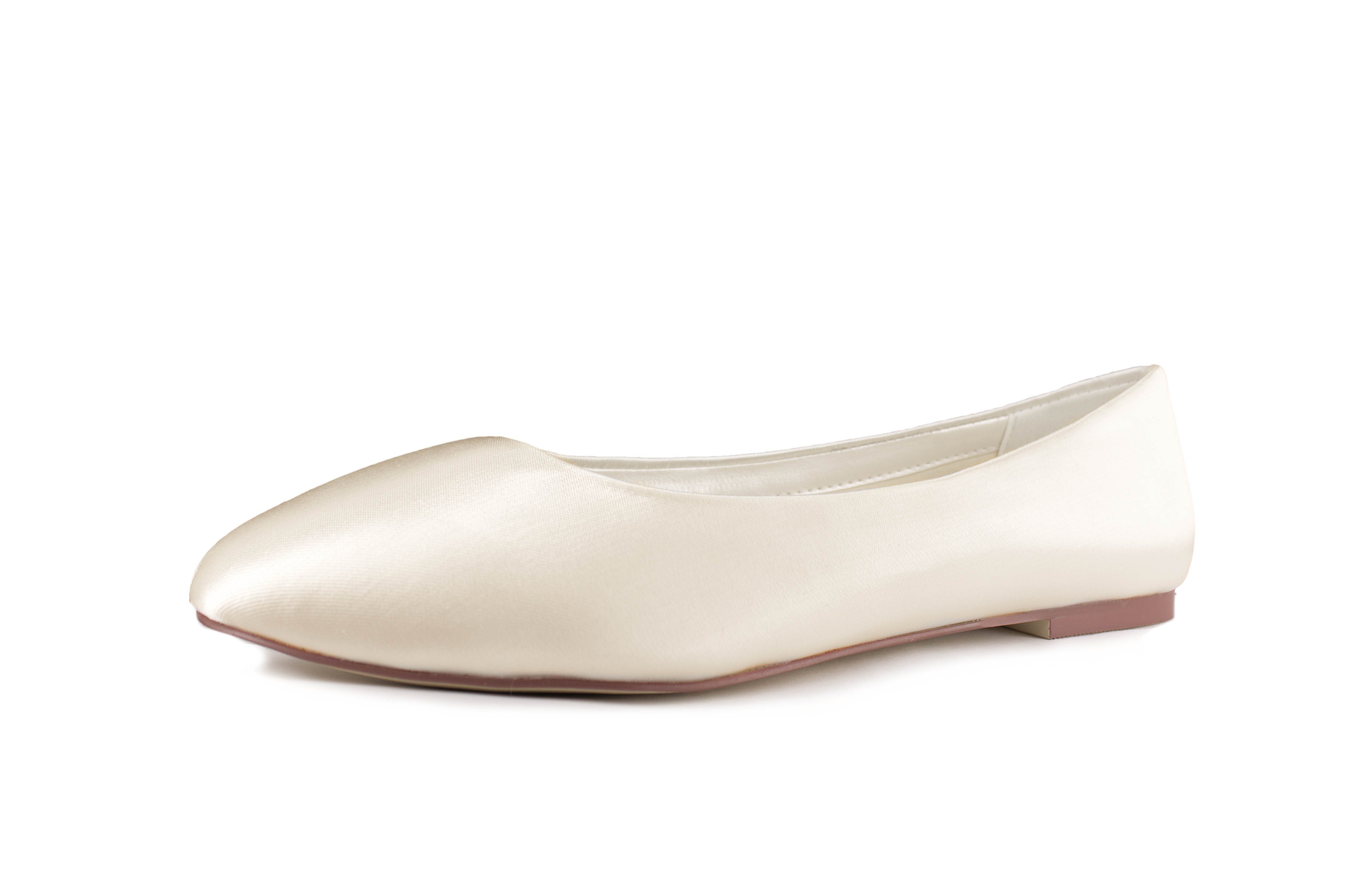 White Lady 870 ivory Satin - flache Brautschuhe Slingpumps