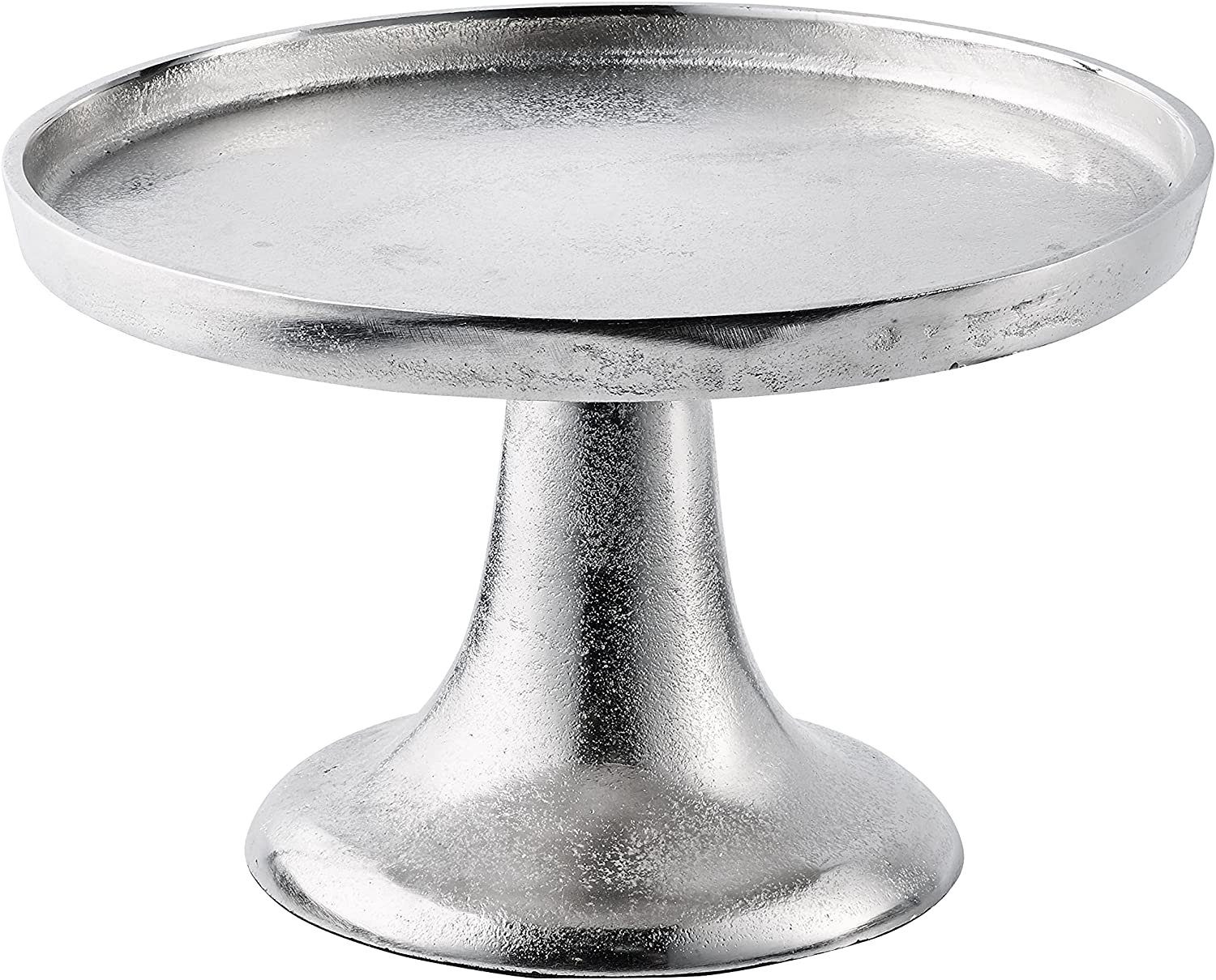 MichaelNoll Dekoschale Dekoteller Schale Servierplatte Etagere Aluminium Silber Luxus, Deko Modern aus Metall, Wohnzimmer und Küche, Tischdeko Hochzeit M 26,5 cm