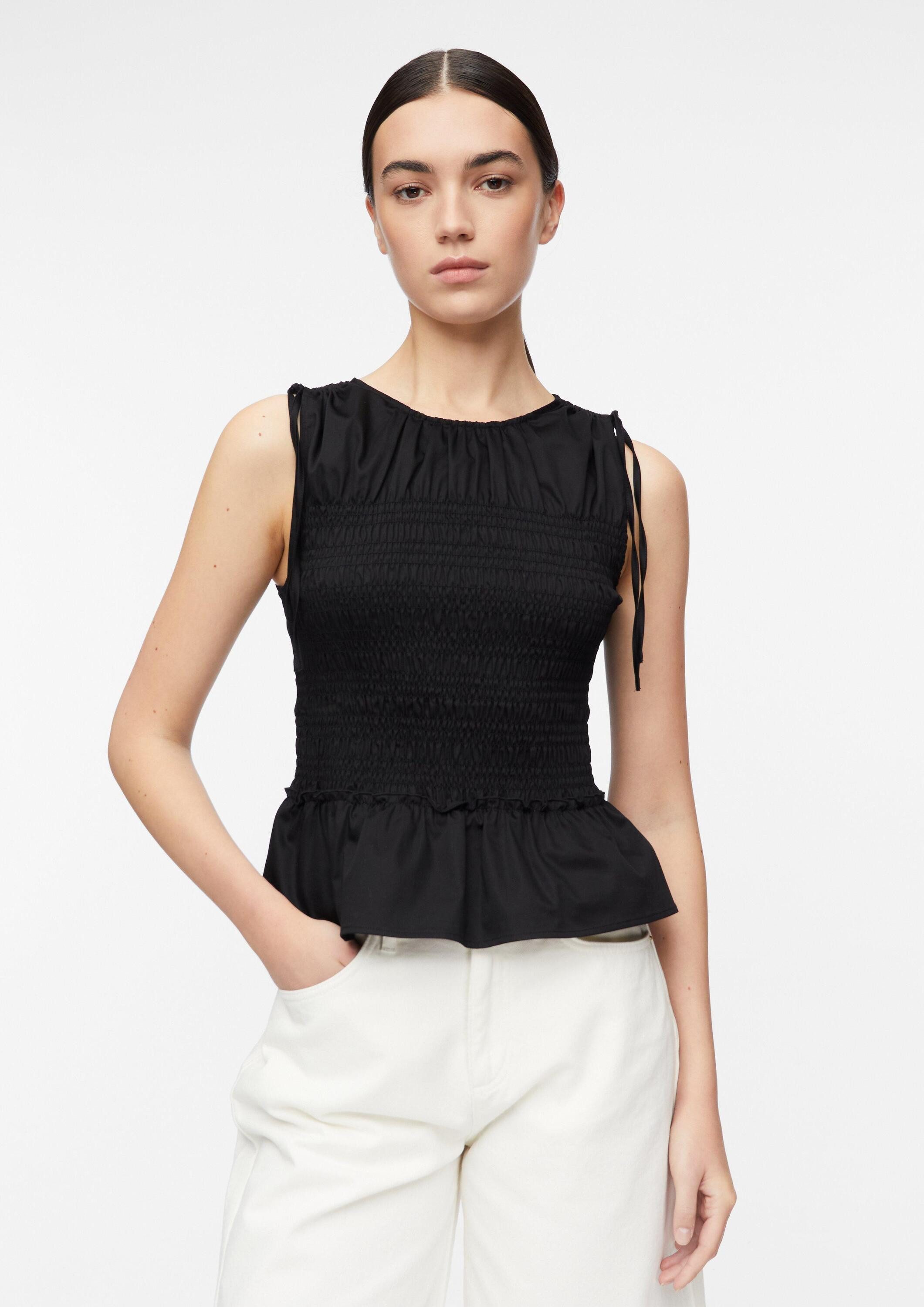 comma Blusentop Bluse Gesmoktes Top mit Volants