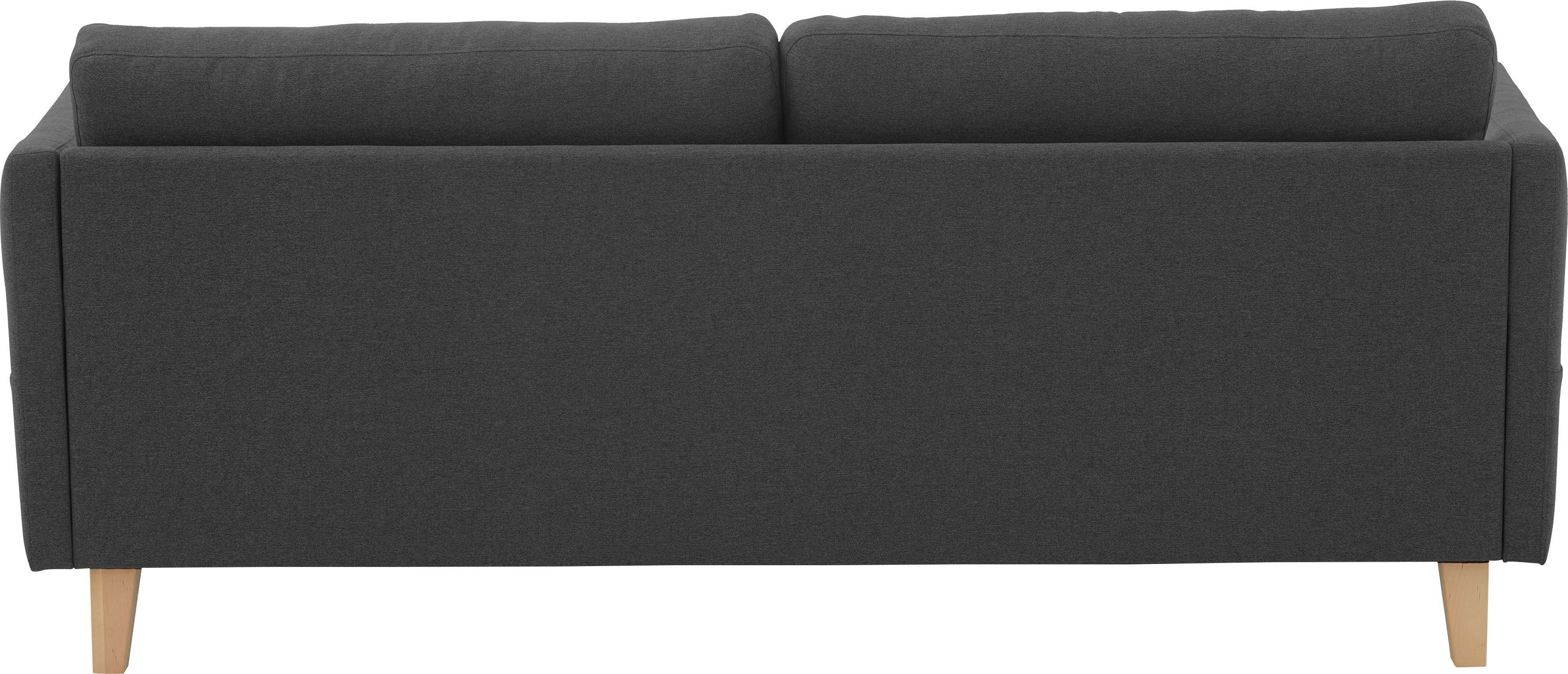 ATLANTIC home collection Ecksofa Mailo, montierbar, beidseitig mit Massivholzfüße anthrazit Recamiere Seitentaschen