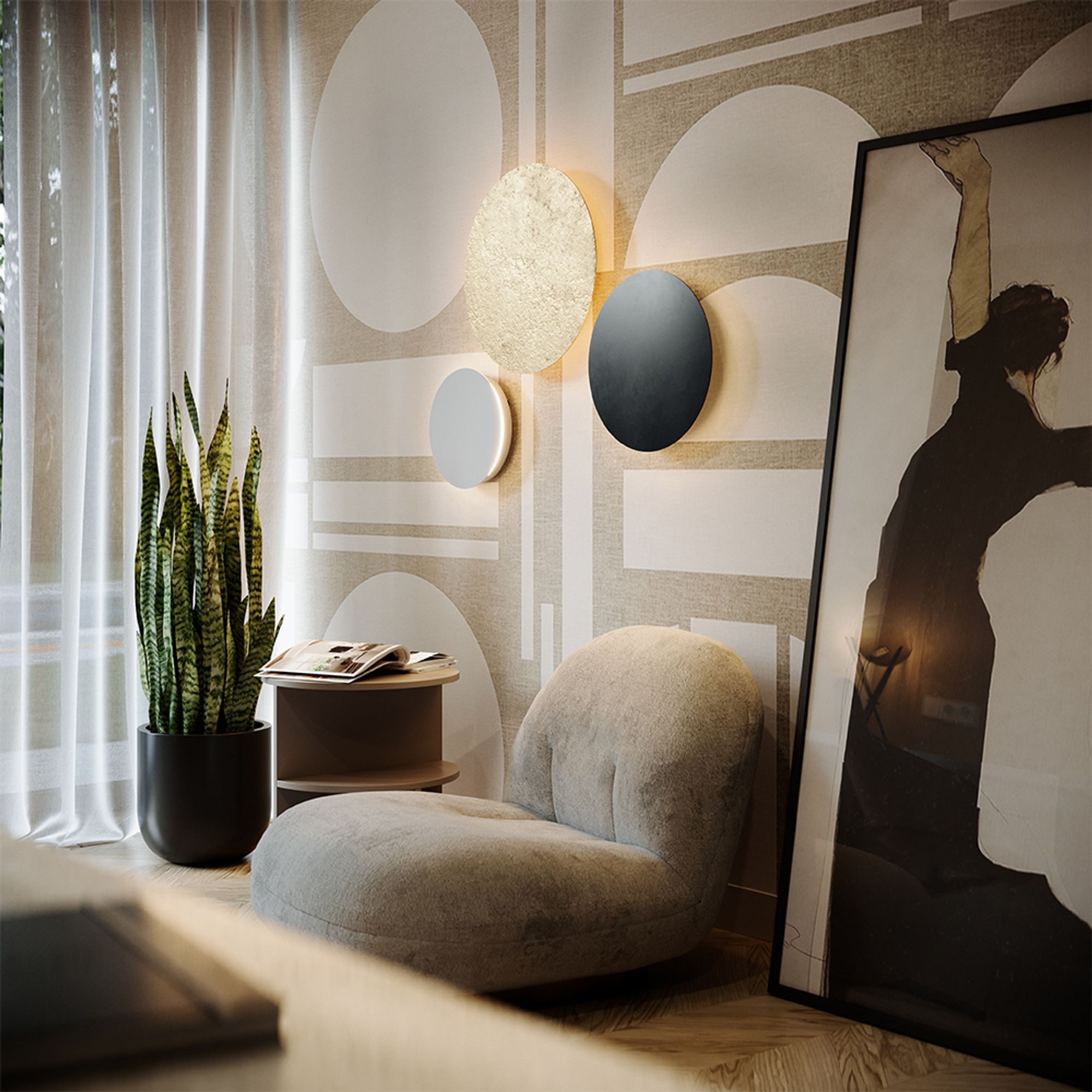 s.luce Wandleuchte Indirekte LED Wandleuchten Kombination Cloud Schwarz, Warmweiß