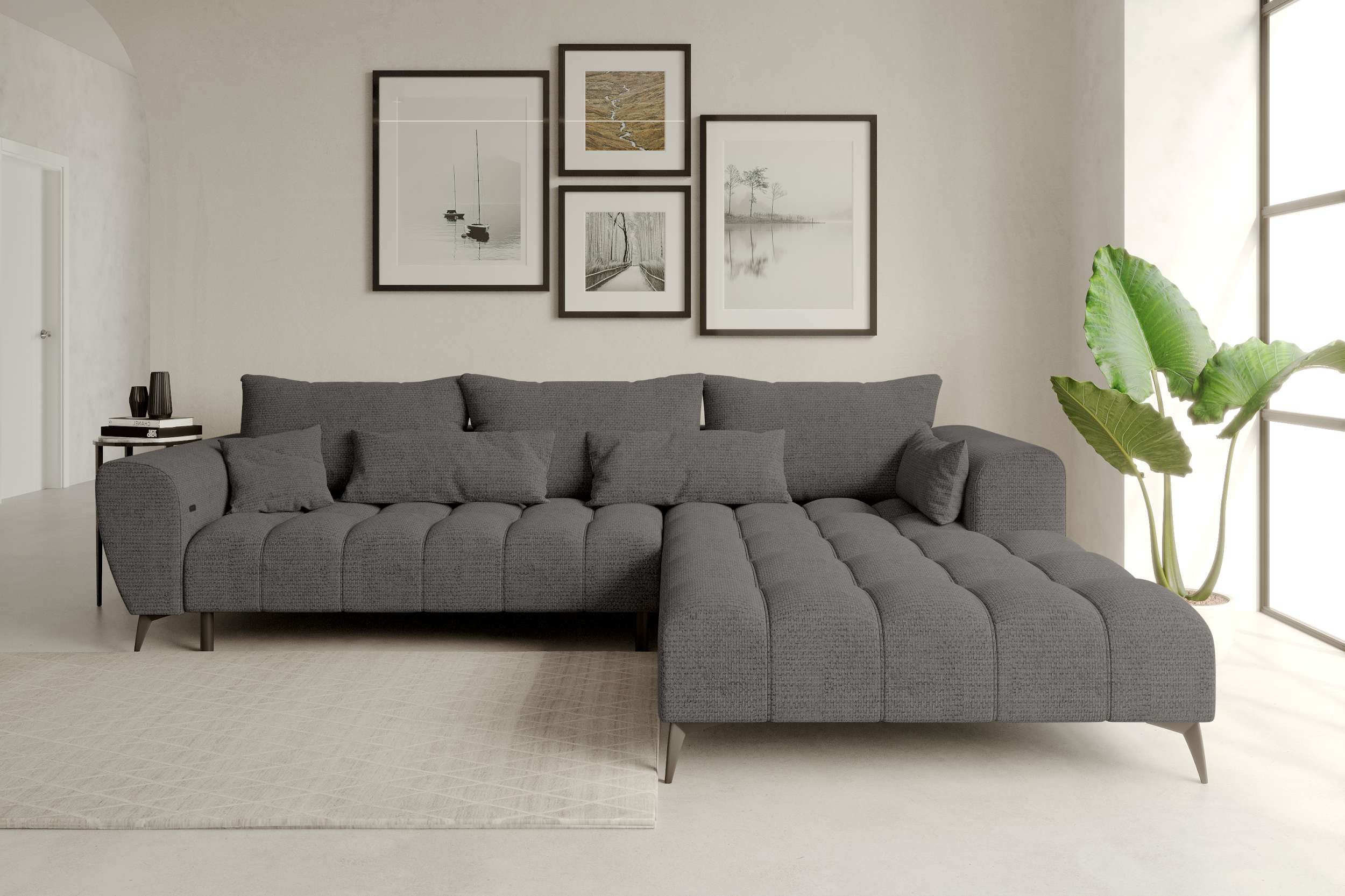 99rooms Ecksofa Ferrano, Sofa L-Form, Eckcouch, wählbar mit/ohne elektr. Si günstig online kaufen