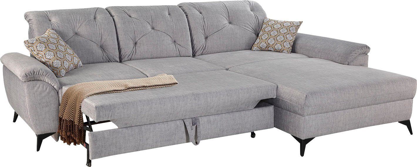 Bettfunktion, | Jockenhöfer grau Ecksofa verstellbare Gruppe Relaxfunktion grau Studio, Kopftützen, individuell, 3