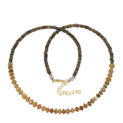Bella Carina Perlenkette Kette mit echtem Edel Opal 4,5 - 3,5 mm Opalperlen, mit echtem Opal aus Äthiopien