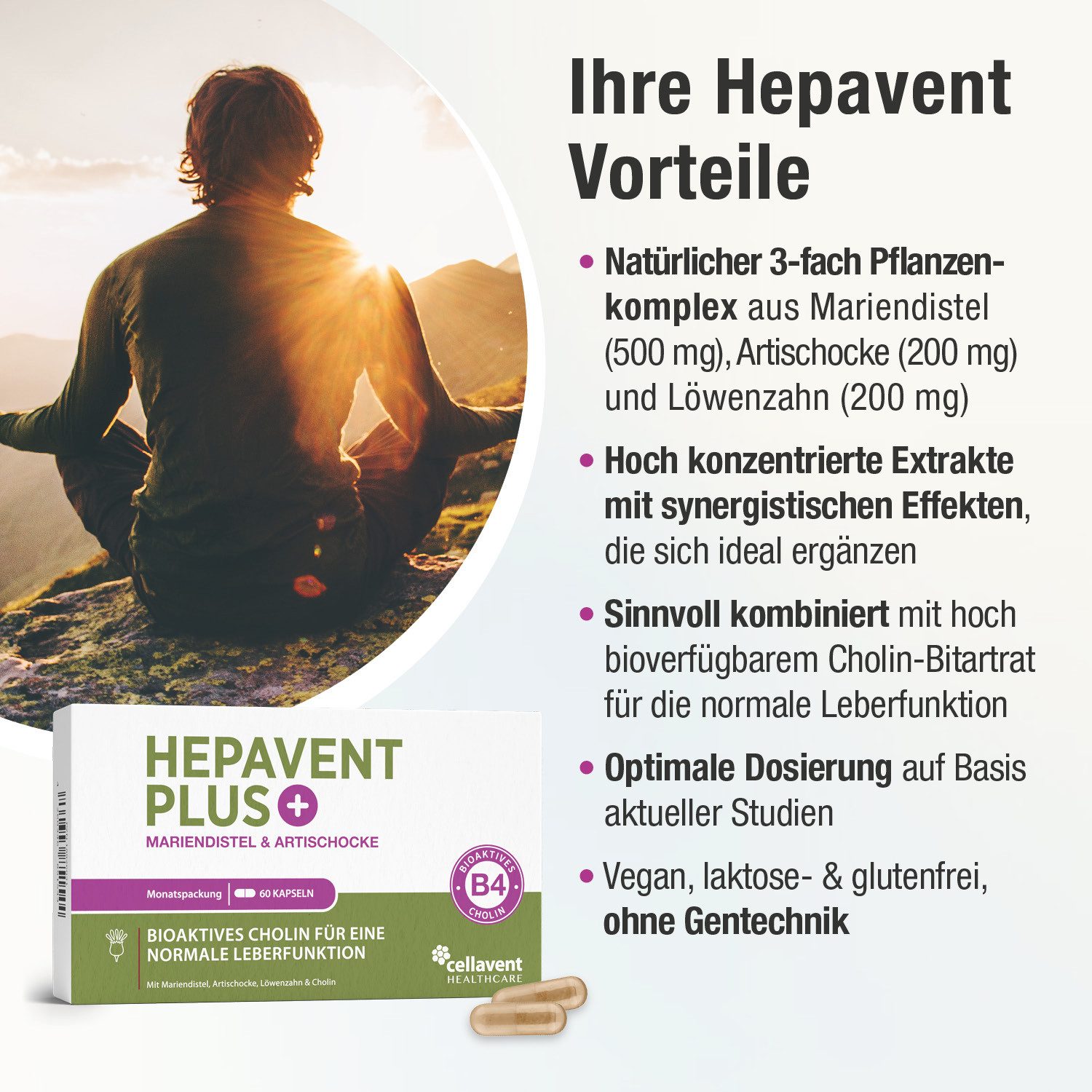 Cellavent Healthcare Leberkur Cholin Kapseln - Hepavent PLUS Kapseln