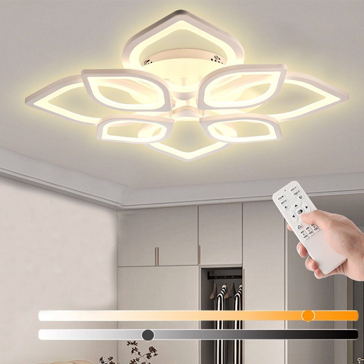 oyajia Deckenleuchte 44W Modern LED Deckenlampe aus Metall, in Blumenförmiges Design, Kaltweiß, Naturweiß, Warmweiß, Dimmbar LED Deckenleuchte,für Wohnzimmer, S – Bild 2 von 5