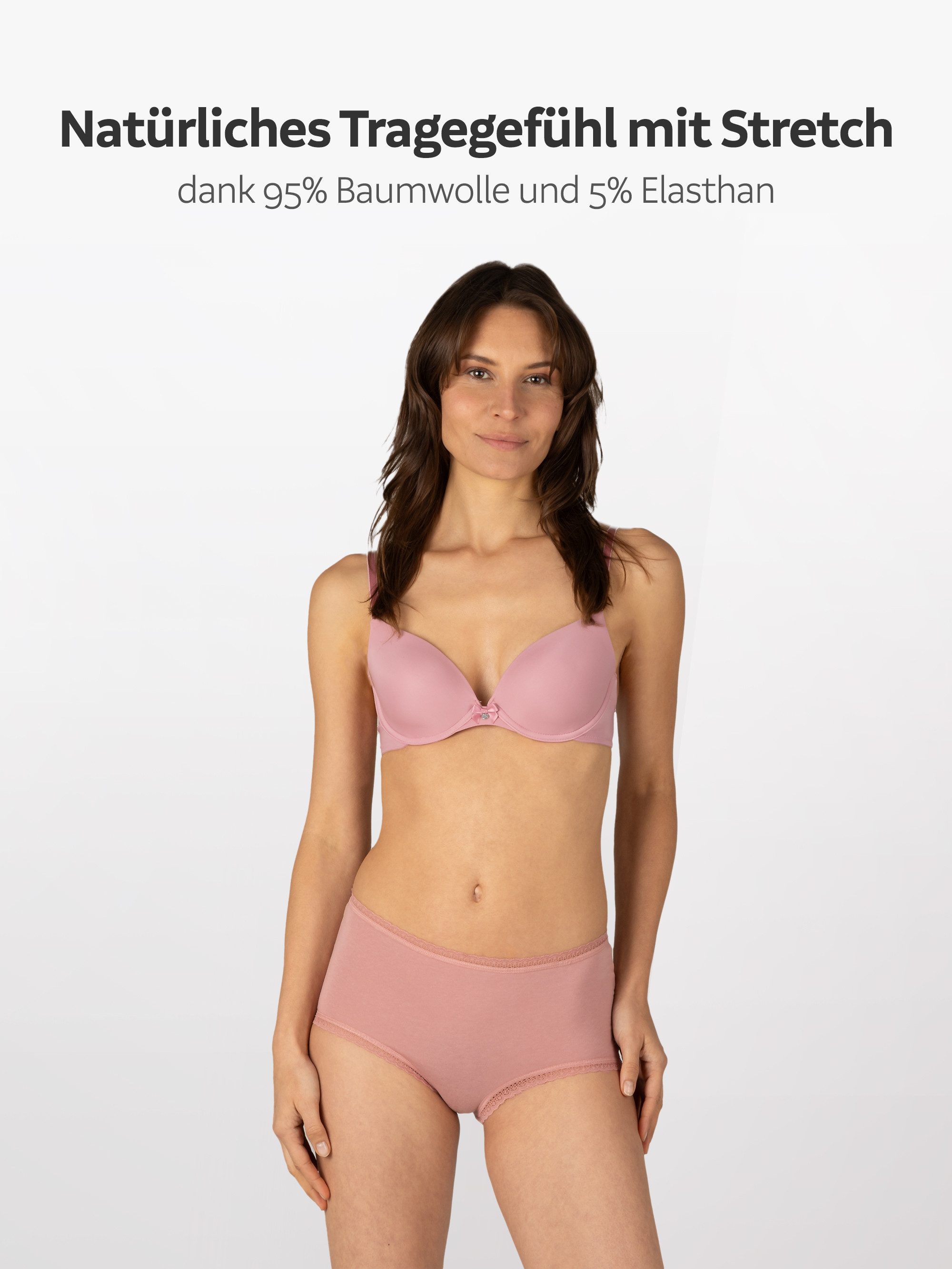 Elsie Taillenslip mit Spitze Unterhosen Damen Hüftslip aus Baumwolle mit Stretch (Packung, 5-St., 5er-Pack) unsichtbar unter deiner Kleidung - Hohe Taille Slip Damen