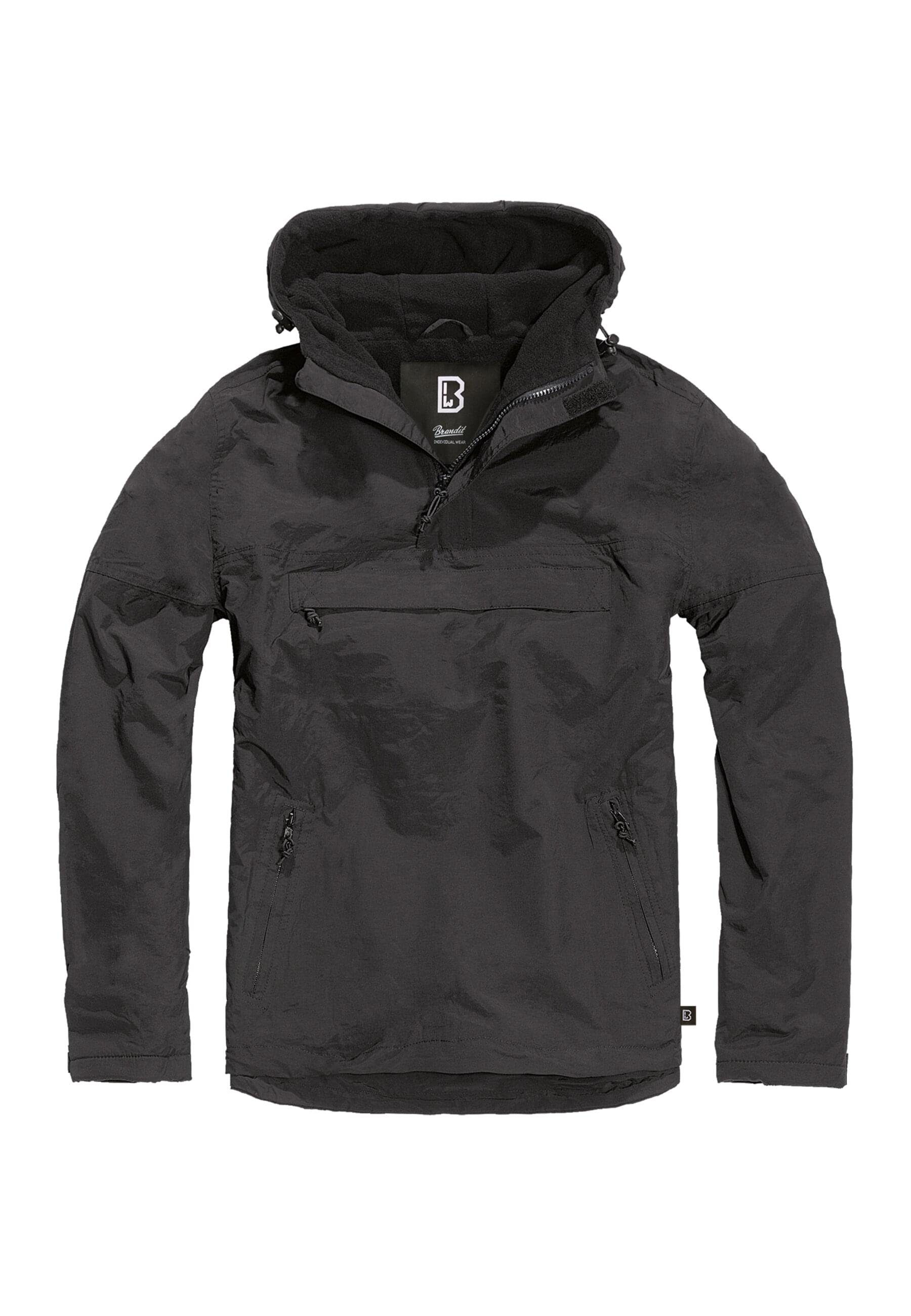 black Herren Pull Windbreaker Brandit Sommerjacke Fleece Over (1-St)