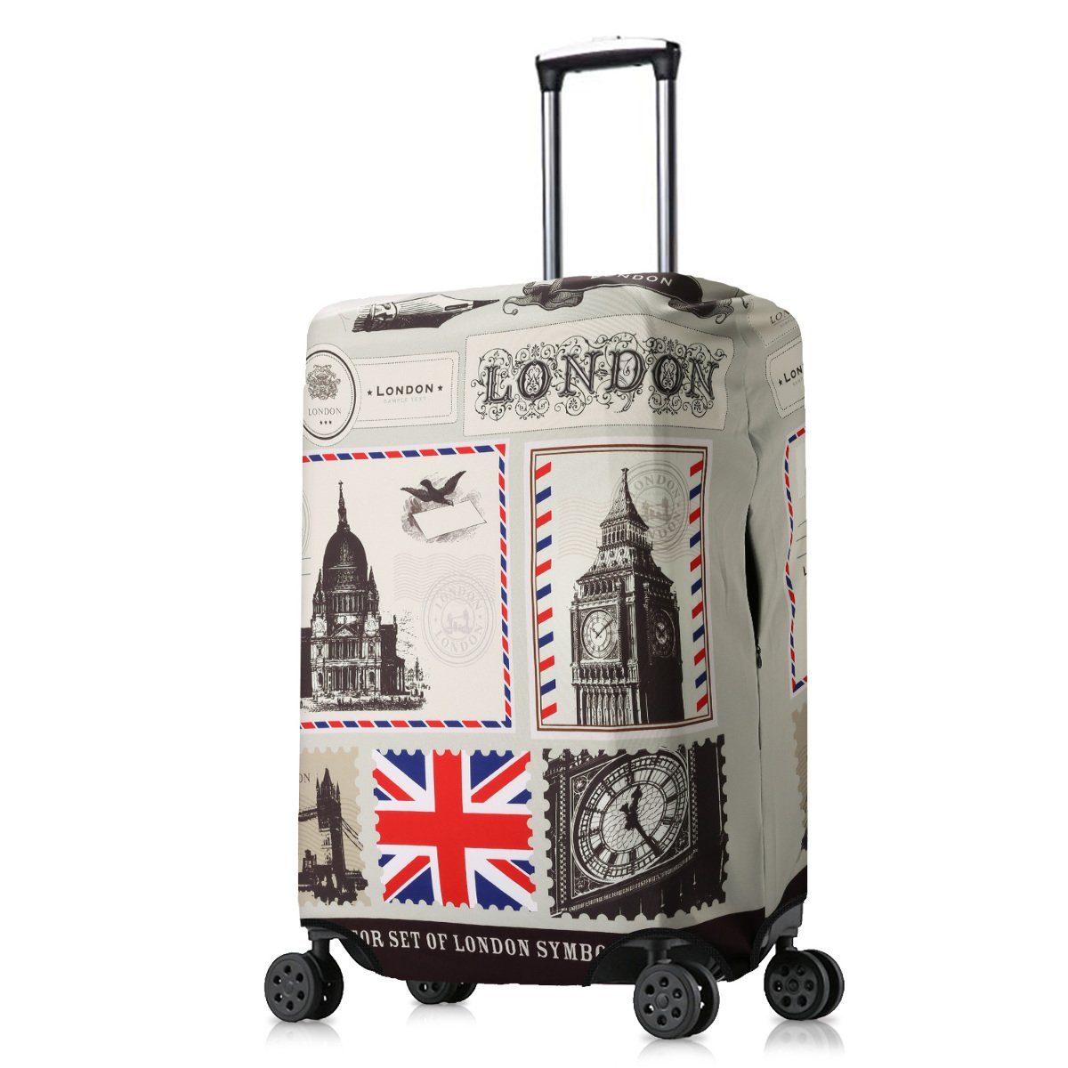 kwmobile Kofferhülle, Koffer Hülle - Elastische Kofferschutzhülle mit  Reißverschluss - Reisekoffer Überzug Case - Größe: für Koffer (M) - London  Reise