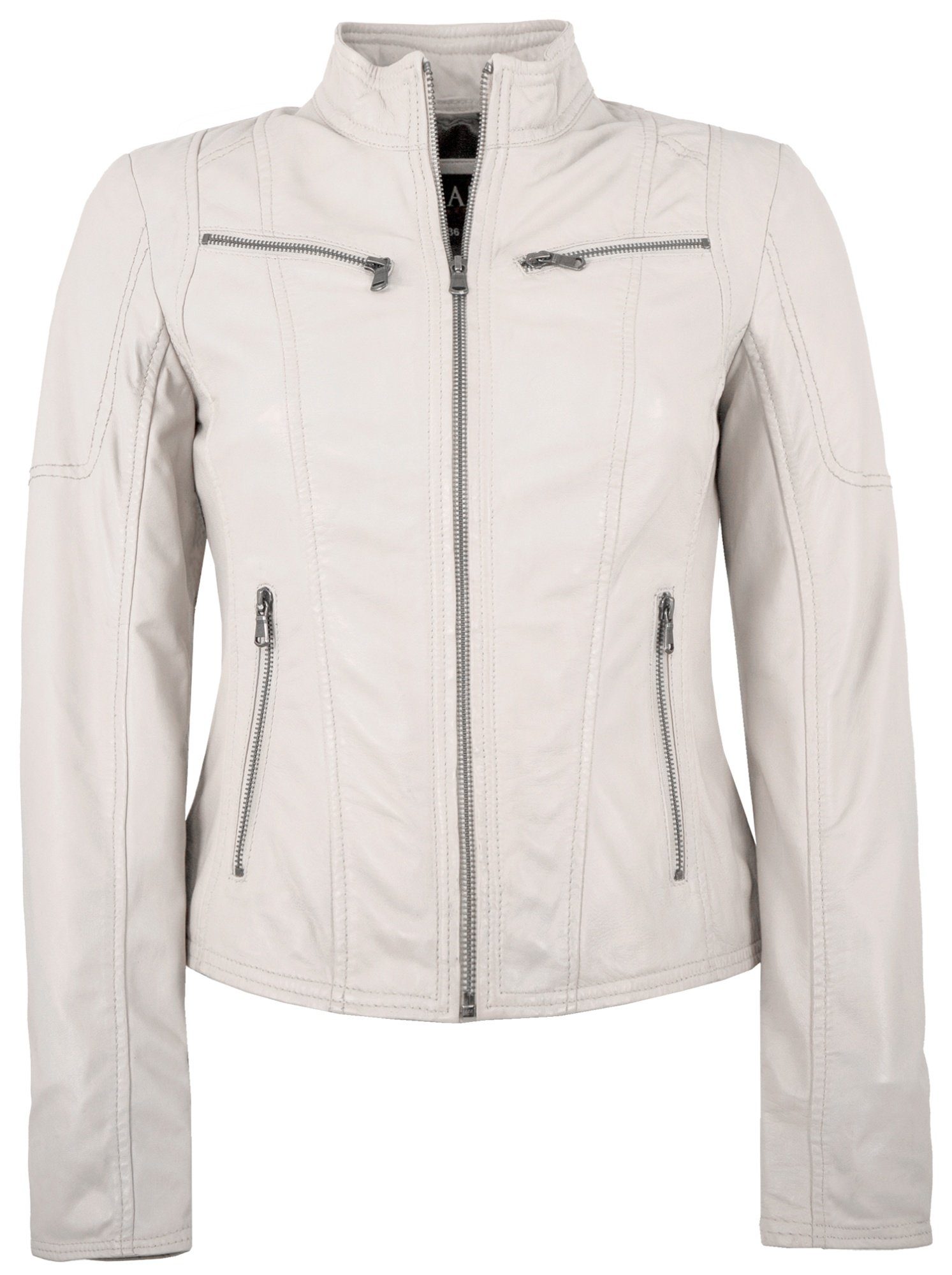 Jilani Lederjacke Gauri Damen weiß Echtleder Lammnappa Lederjacke