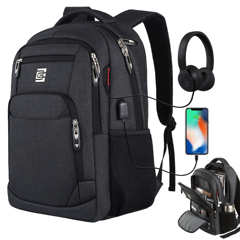 OKWISH Laptoprucksack Laptop Rucksäcke Schulrucksack Wasserbeständig Laptoptasche (Uni Tasche Businessrucksack Sportrucksack, Backpack mit Laptopfach, Anti-Diebstahl, mit USB-Anschluss), Herren Damen Jungen Teenager Arbeit Business Freizeit Reisen