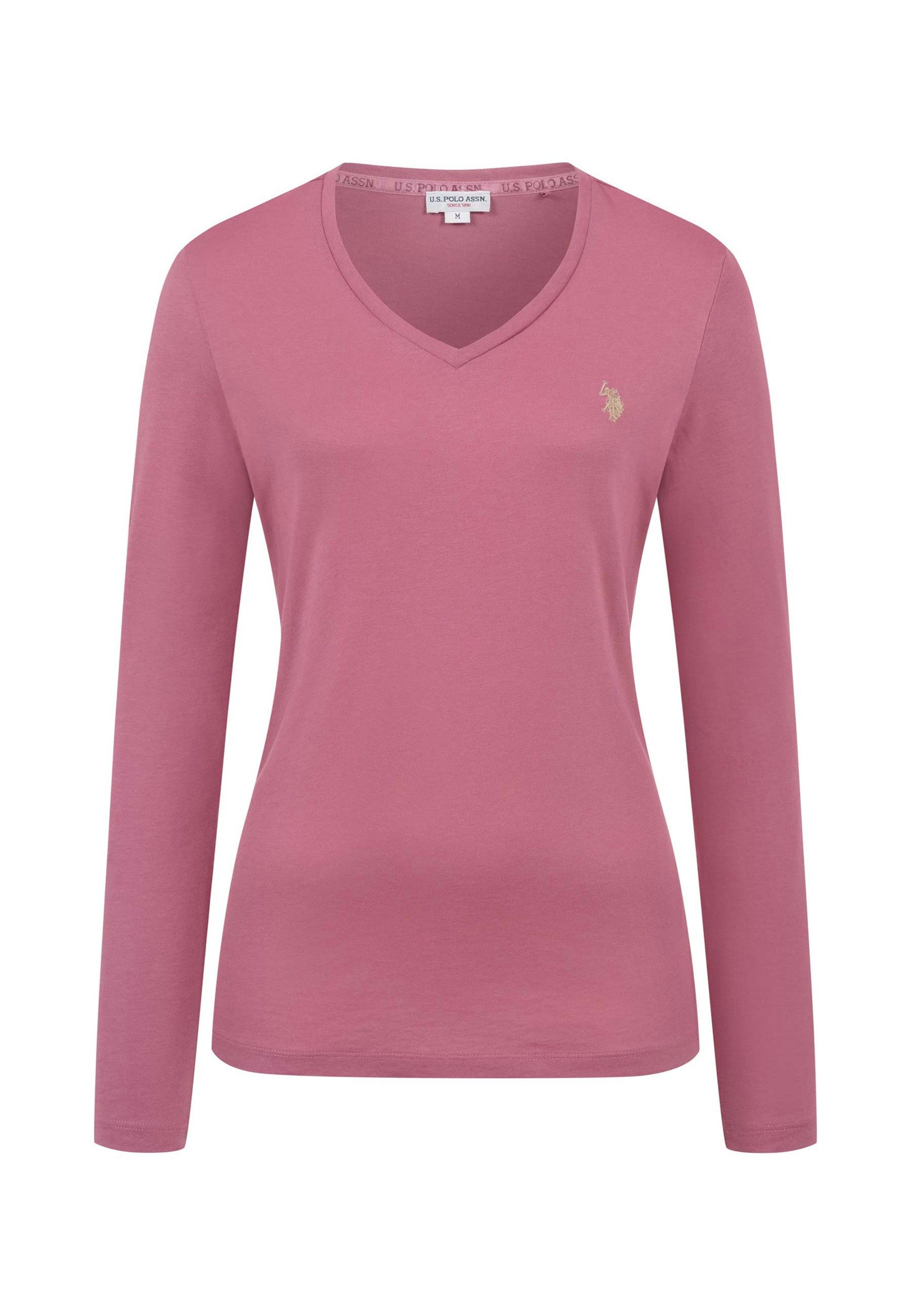 U.S. Polo Assn. Langarmshirt mit V-Ausschnitt und Stickereidetails Elastisches Longsleeve mit normaler Passform – Bild 5 von 5