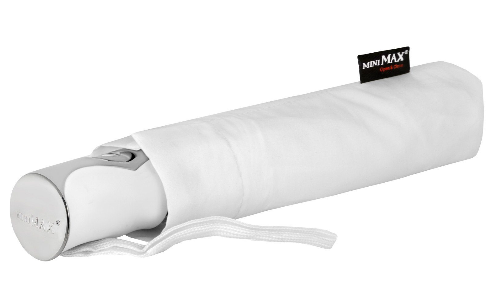 Taschenregenschirm zuverlässige Auf-Zu-Automatik mit der uni, windsicher weiß Begleiter miniMAX® Impliva