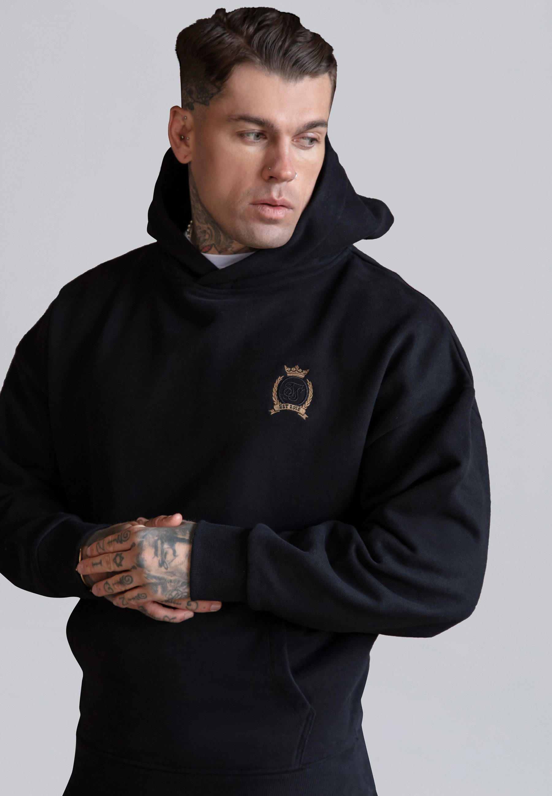 Siksilk Hoodie SikSilk Herren Schwarzer Pullover Kapuzenpullover günstig online kaufen