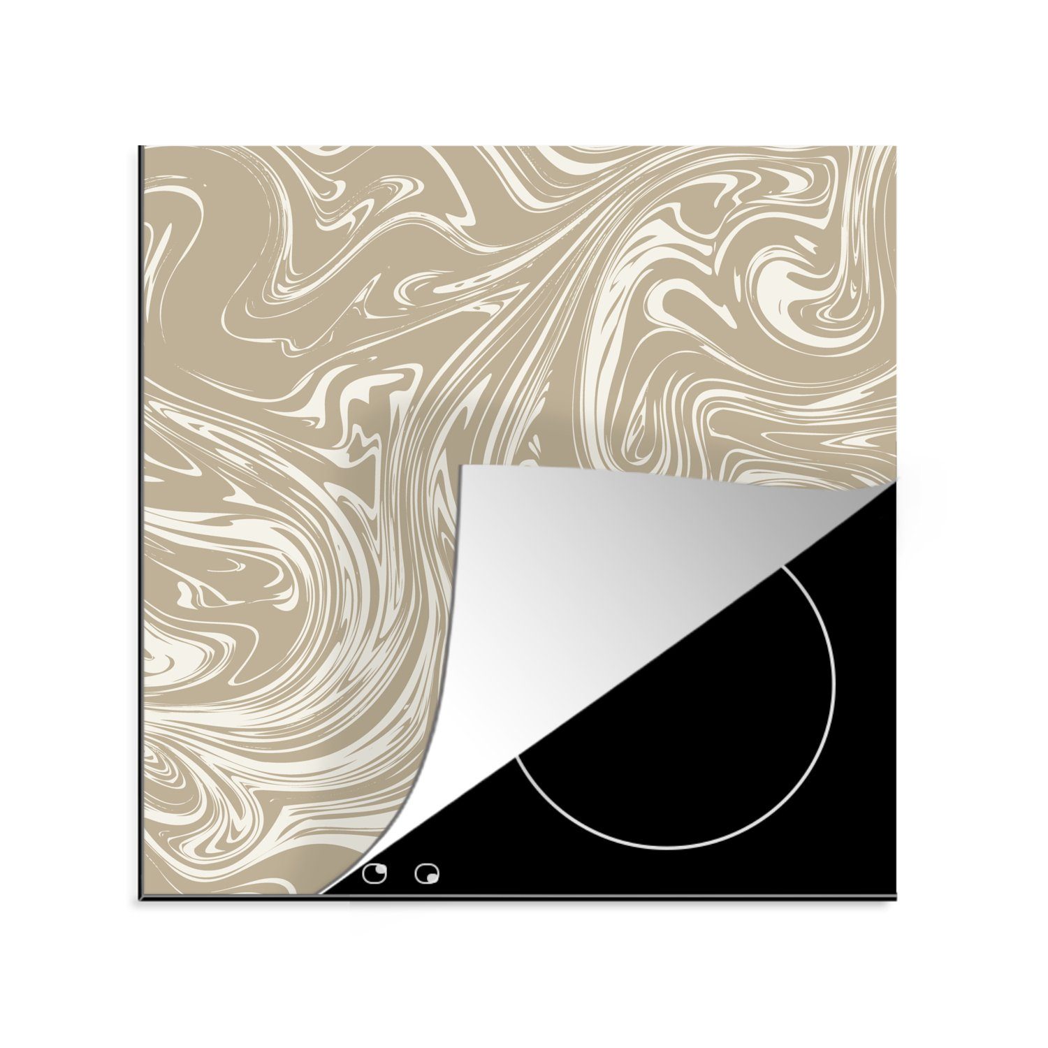 MuchoWow Herdblende-/Abdeckplatte Marmor - Creme - Muster, Vinyl, (1 tlg), 78x78 cm, Ceranfeldabdeckung, Arbeitsplatte für küche