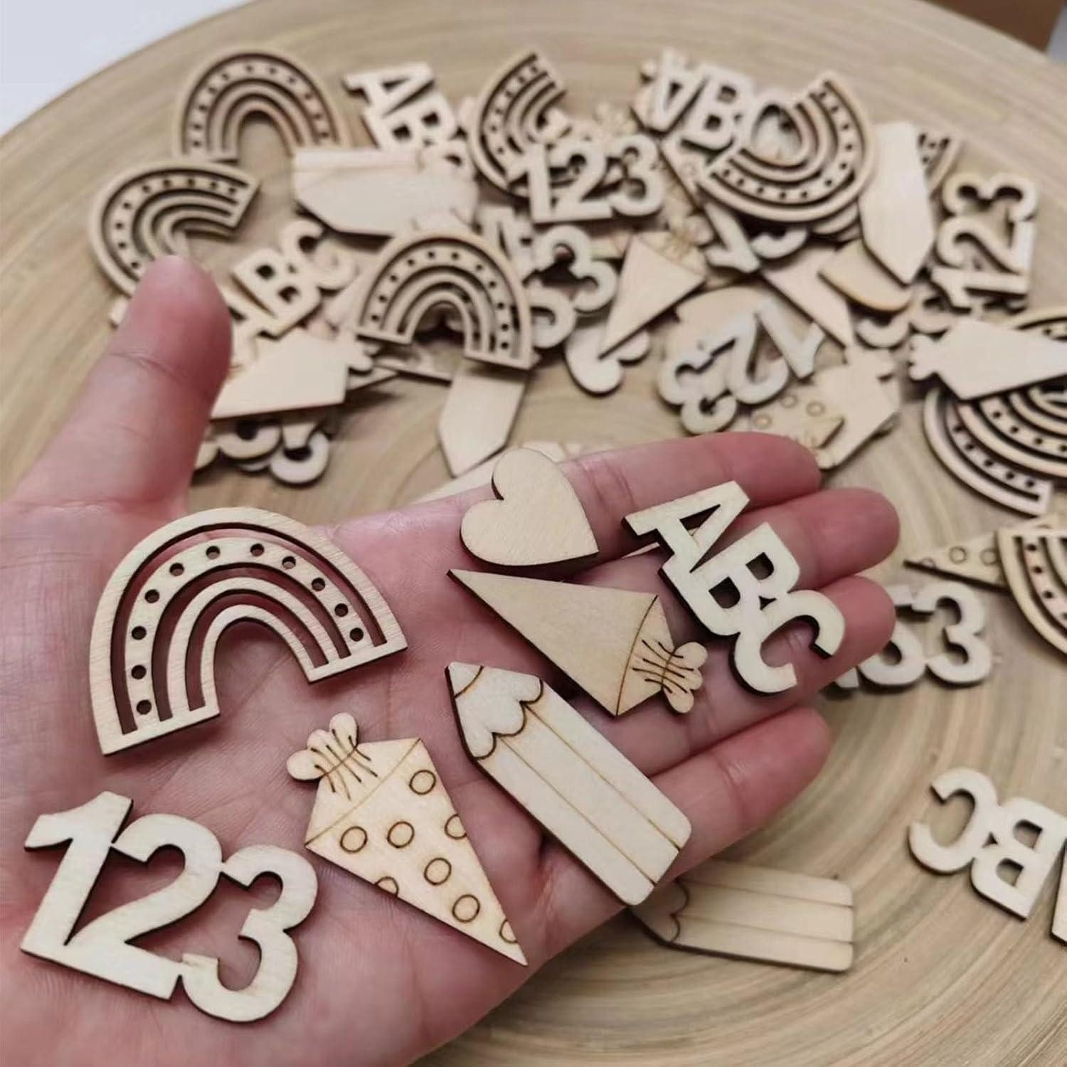 LuxusKollektion Konfetti 70 Stück Schulanfang Deko Holz Einschulung Streudeko Tischdeko Kinder