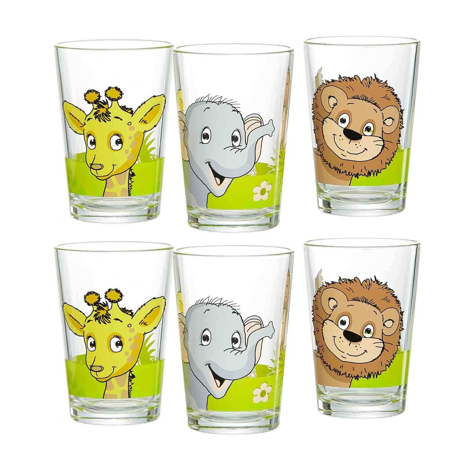 Kinderbecher Dschungeltiere Kindergläser 205 ml 6er Set