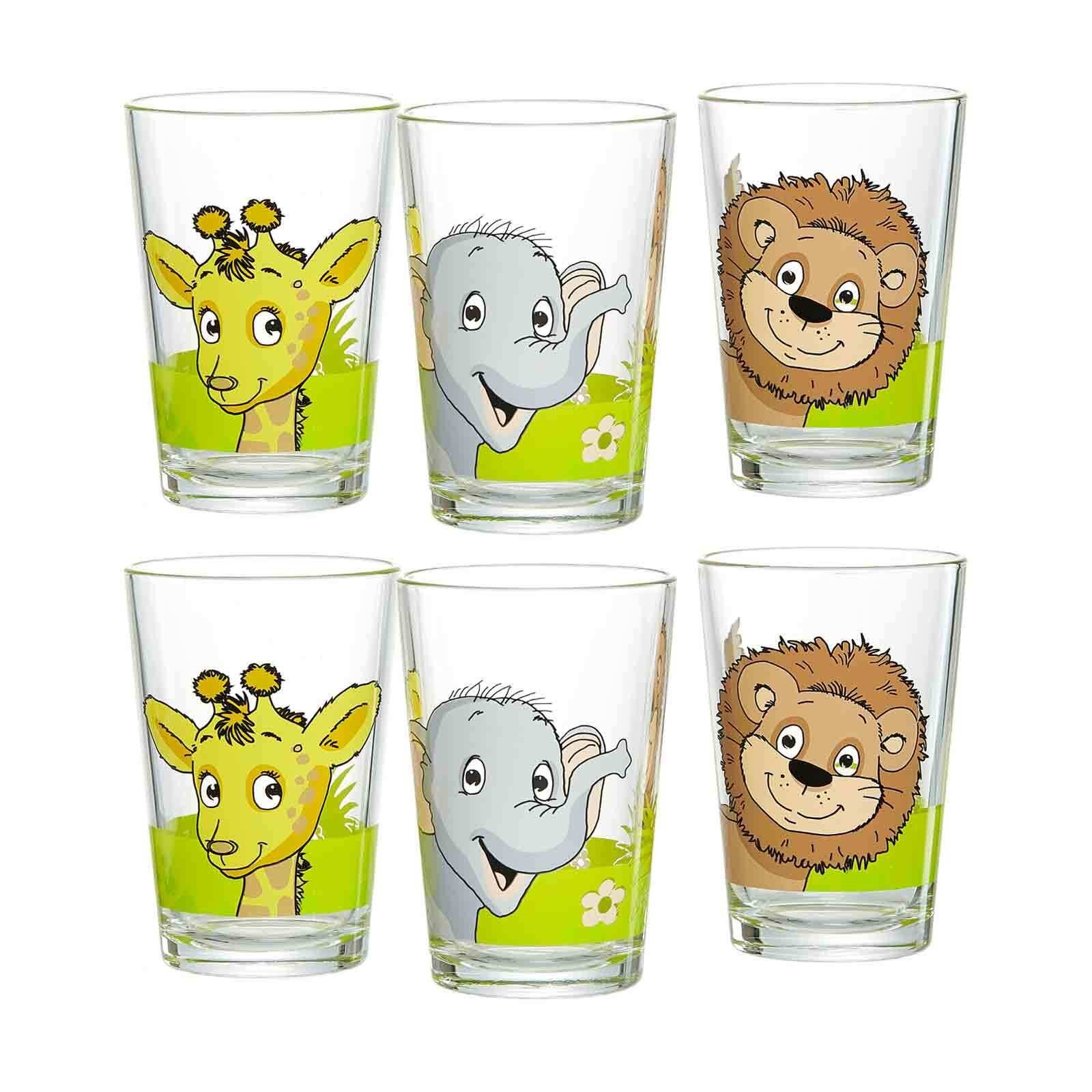 Ritzenhoff & Breker Kinderbecher Dschungeltiere Kindergläser 205 ml 6er Set, Glas