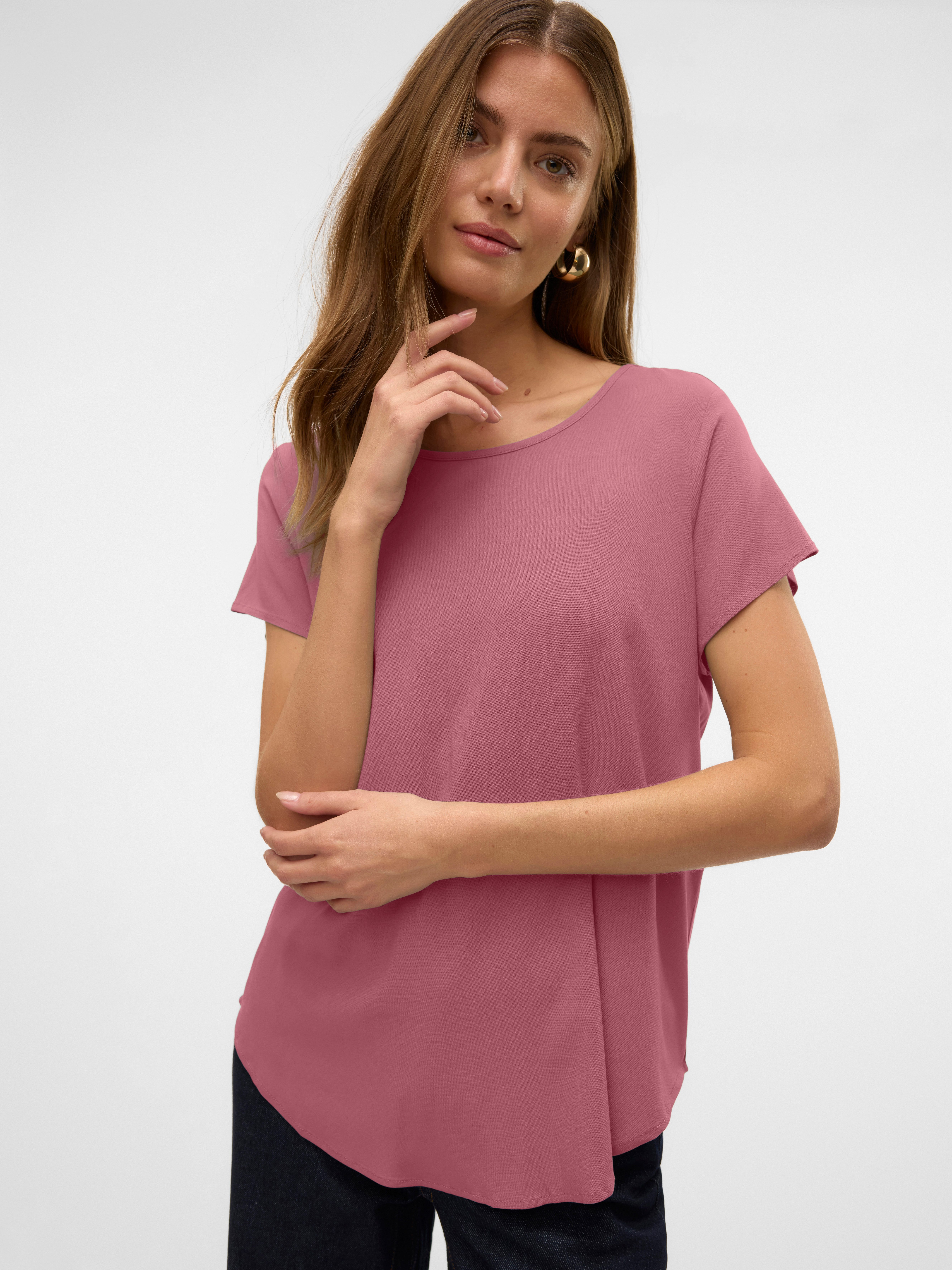 Vero Moda Blusenshirt VMBELLA SS TOP WVN GA NOOS Viskosemischung, abgerunde günstig online kaufen