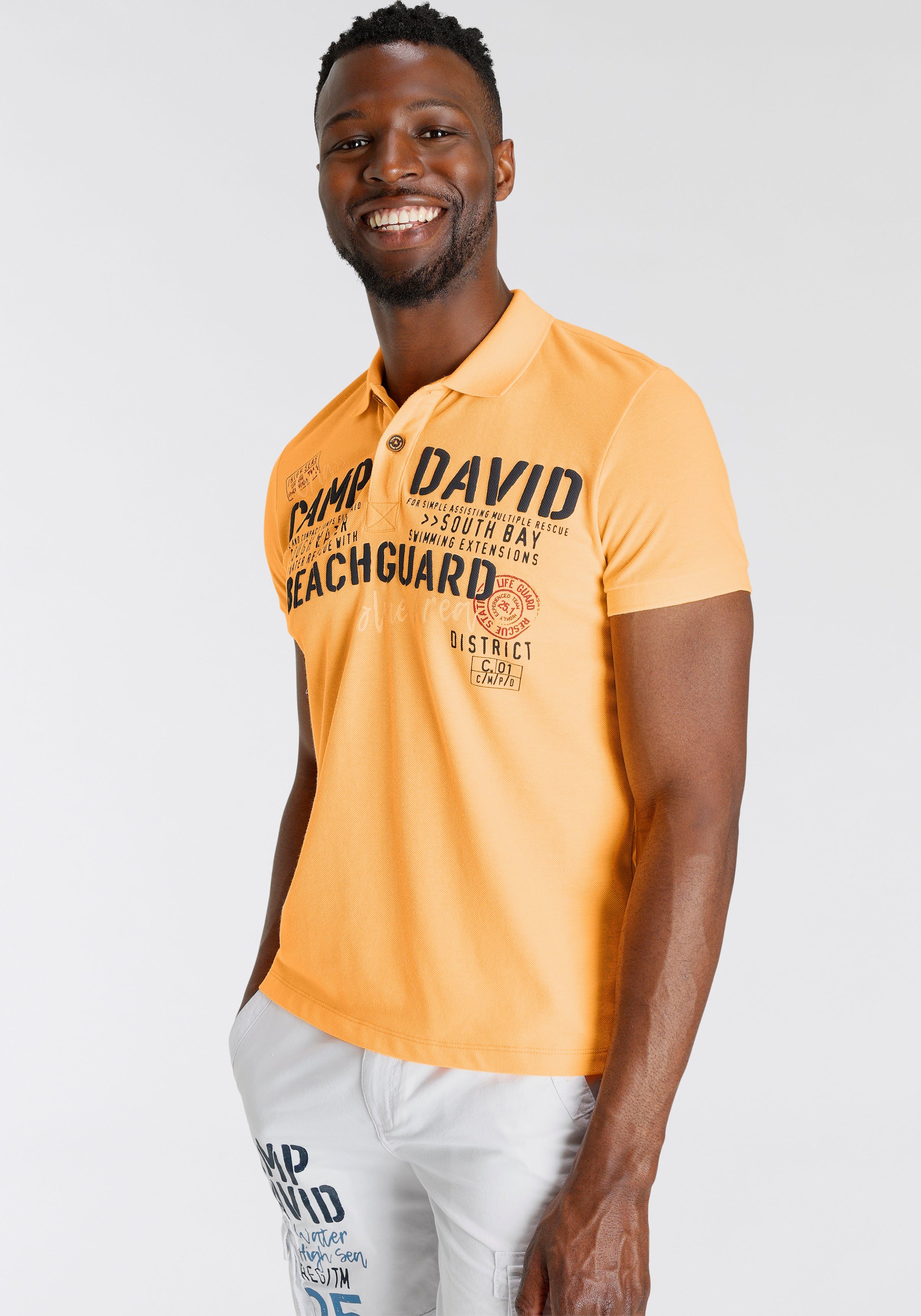 CAMP DAVID Poloshirt in hochwertiger Piqué-Qualität sunrise neon