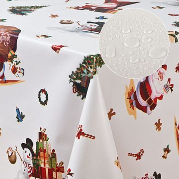 laro Tischdecke Wachstuch-Tischdecken Abwaschbar Weihnachtsmann weiß rechteckig